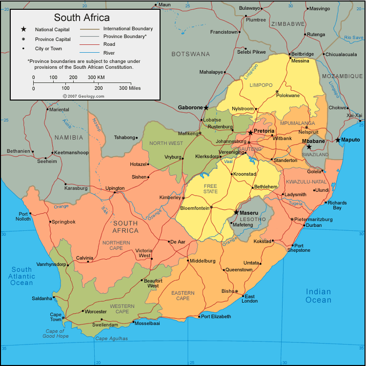Africa map South Africa