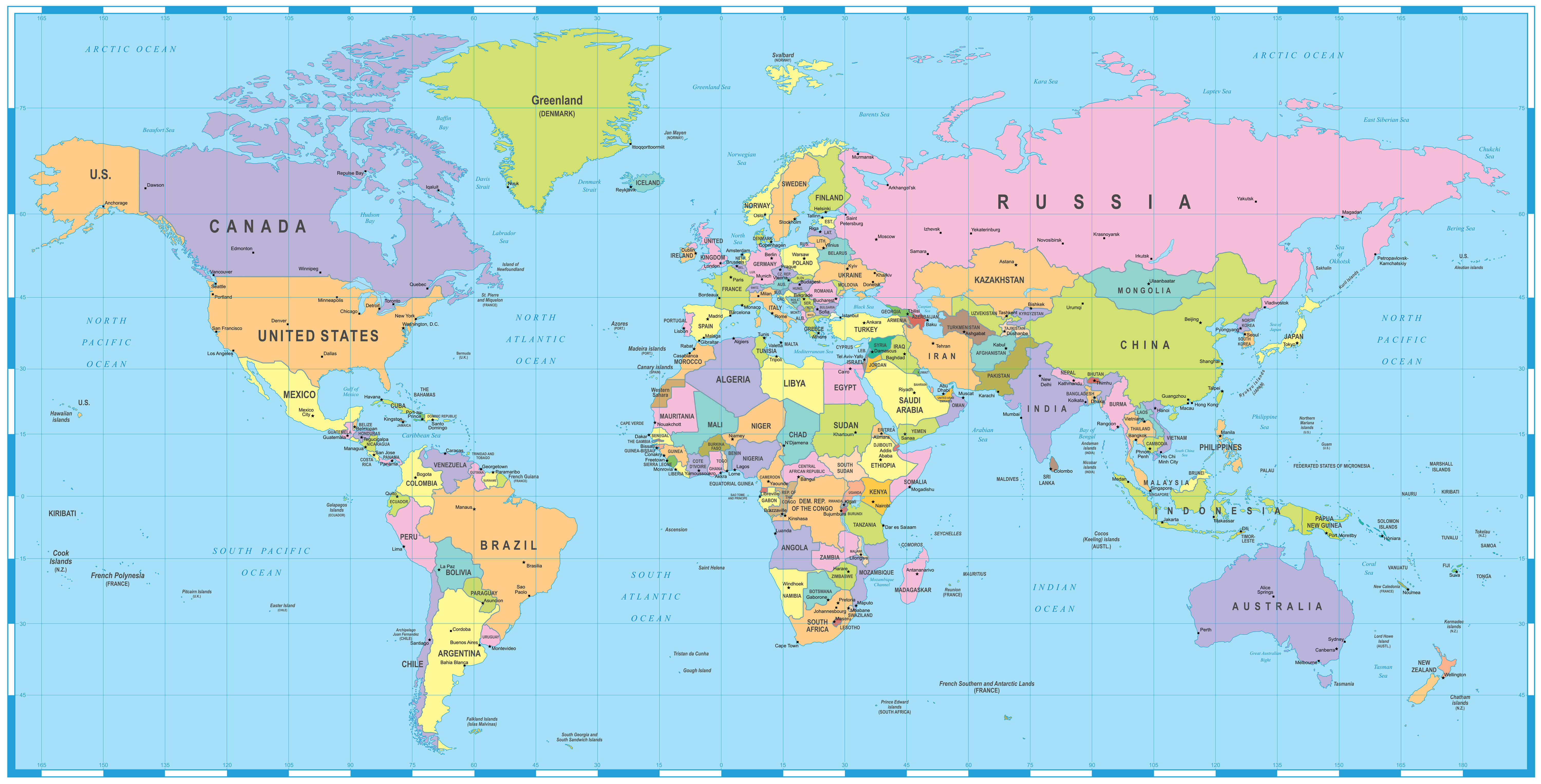 Colored World map Africa