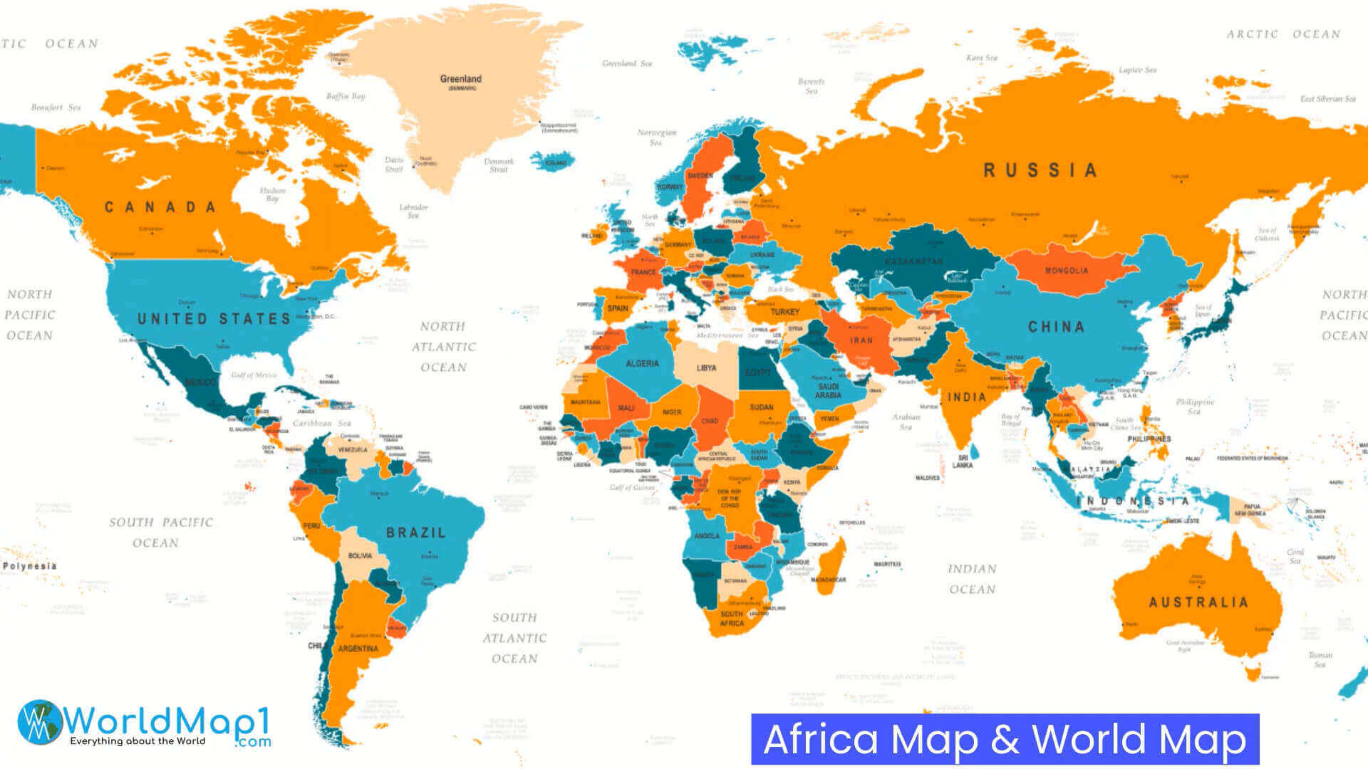 World map and Africa map