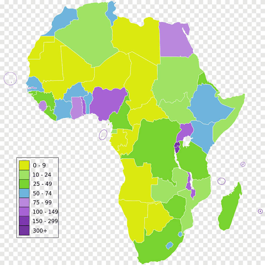 Africa geography population density map