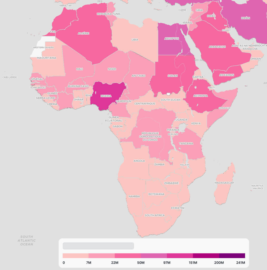 Muslim population map in Africa by country