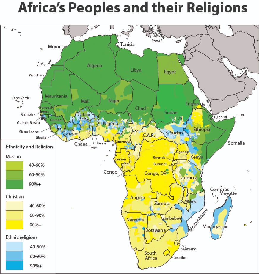 Africa peoples and religions map