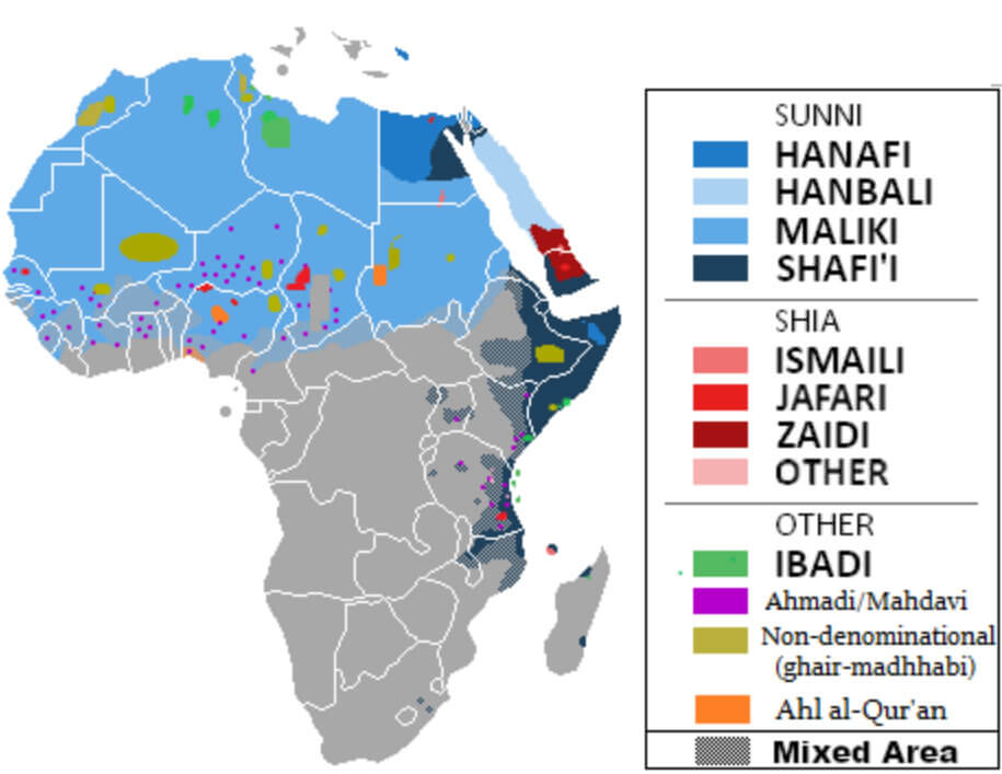 Muslim distribution map of Africa