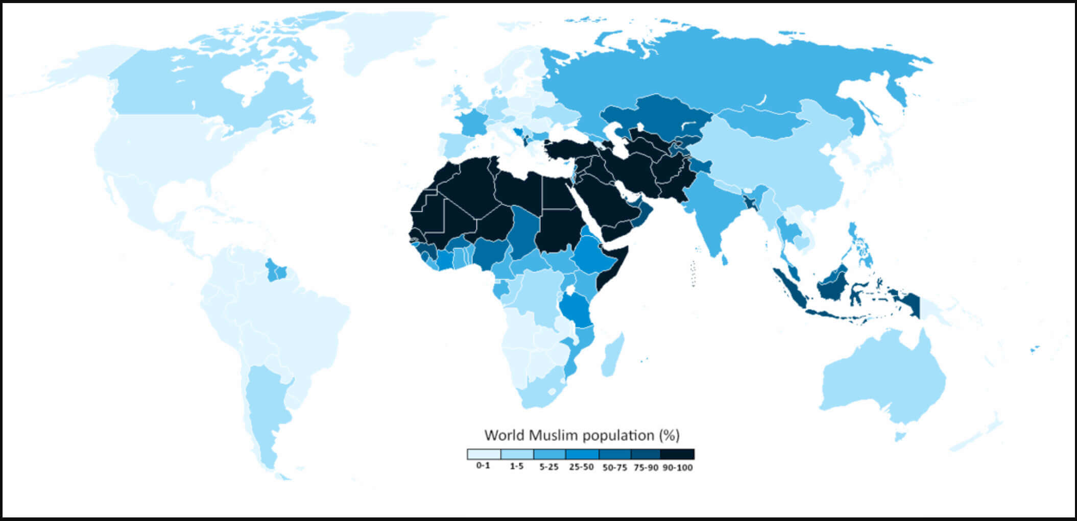 World Muslim population map by percentage in Africa