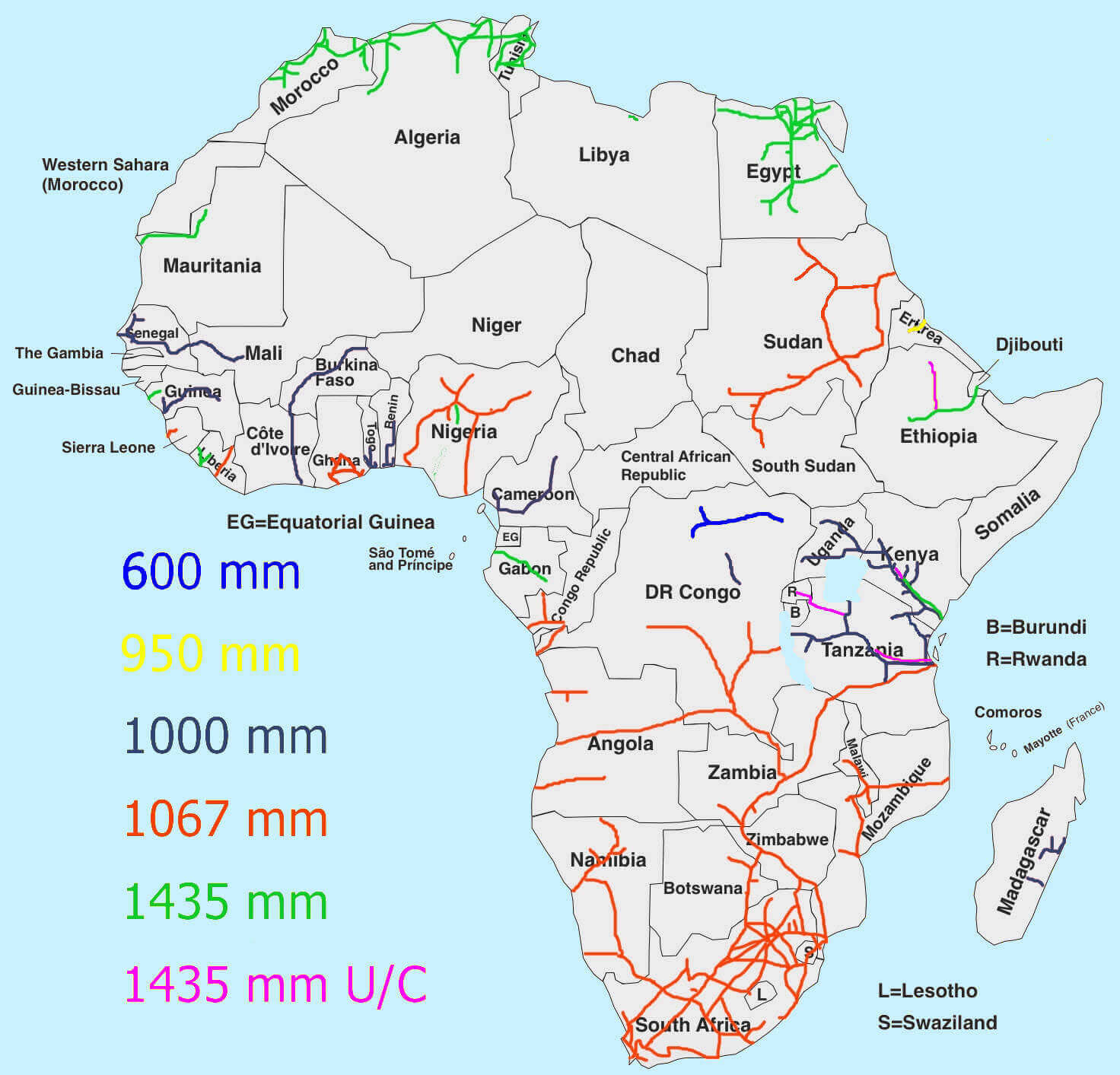 Africa railway map
