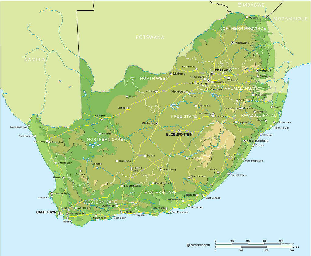 South Africa road map in Africa