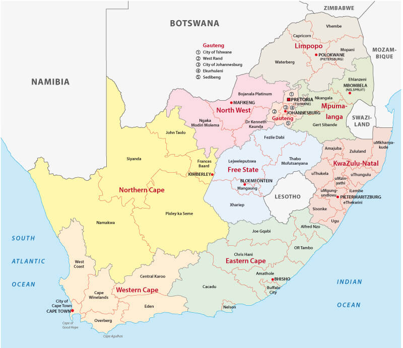 Administrative map of South Africa