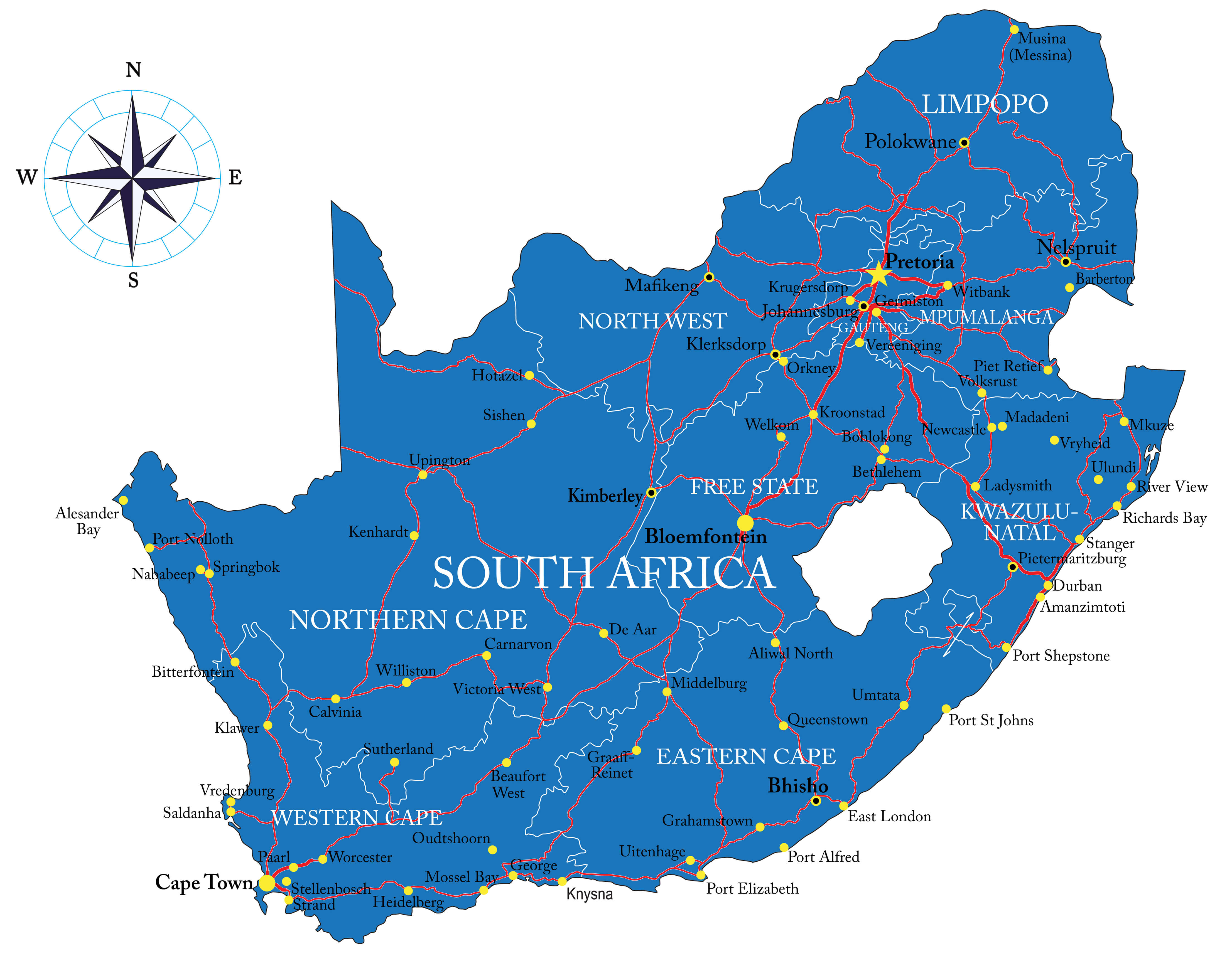 Administrative road map with cities