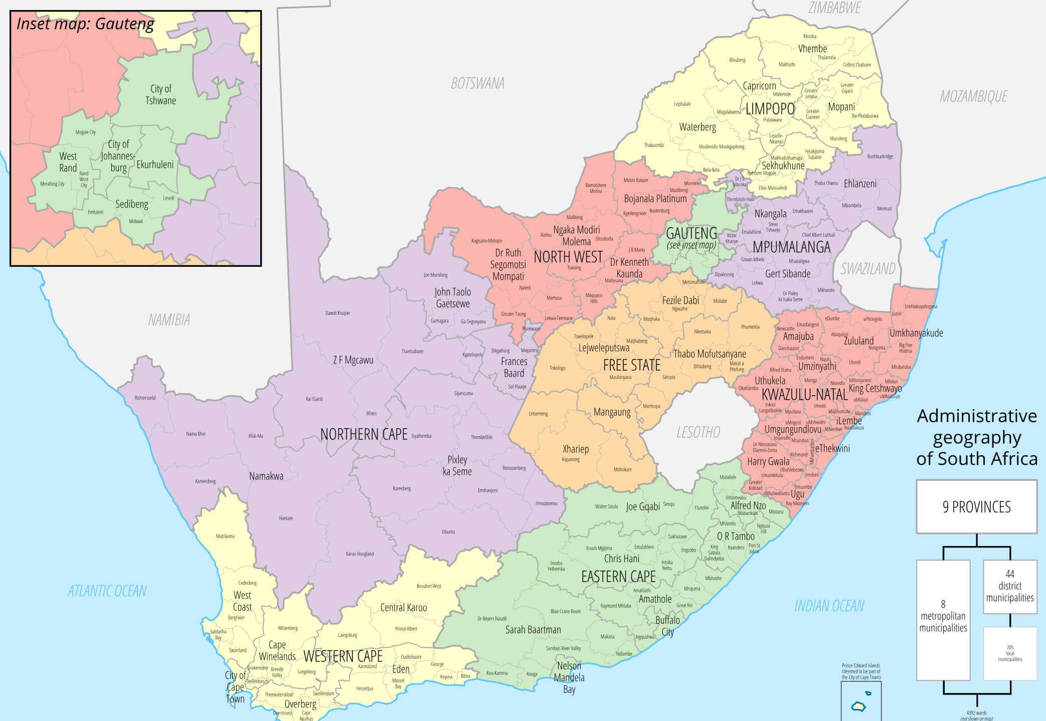 The Essential Collection of South - South Africa Administrative Map