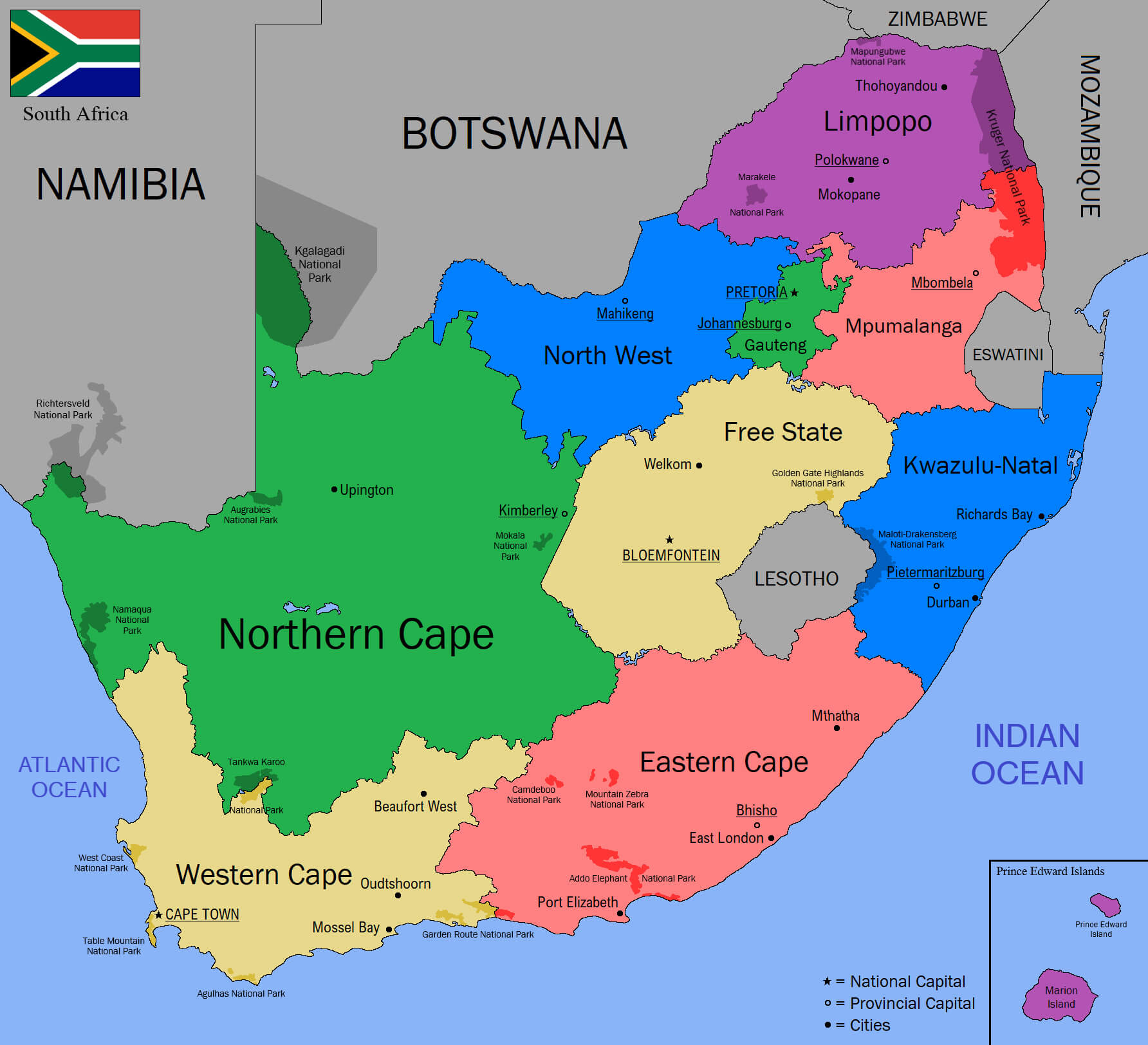The Essential Collection of South - South Africa National Borders Map With Flag
