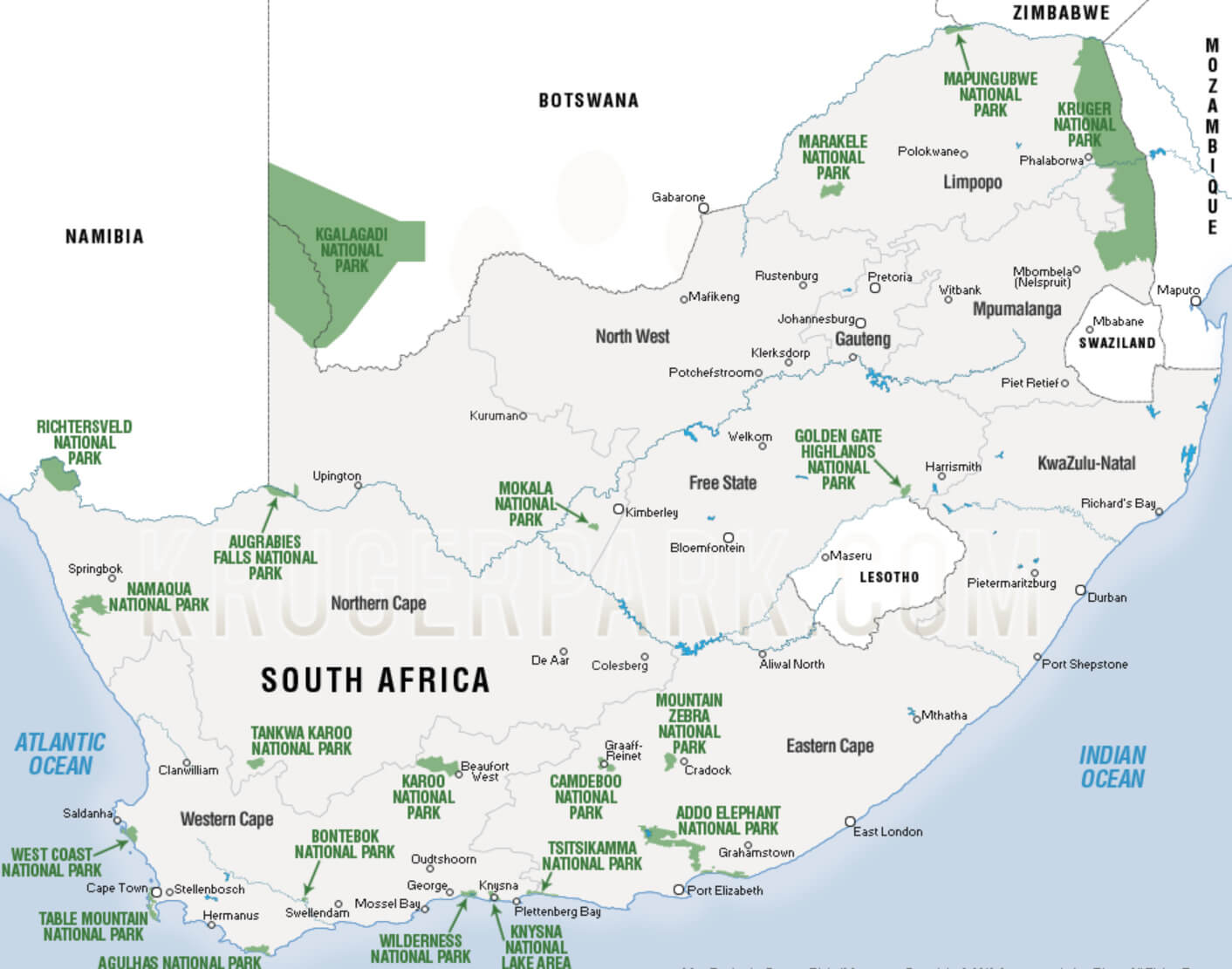 The Essential Collection of South - South Africa Safari Map With National Parks