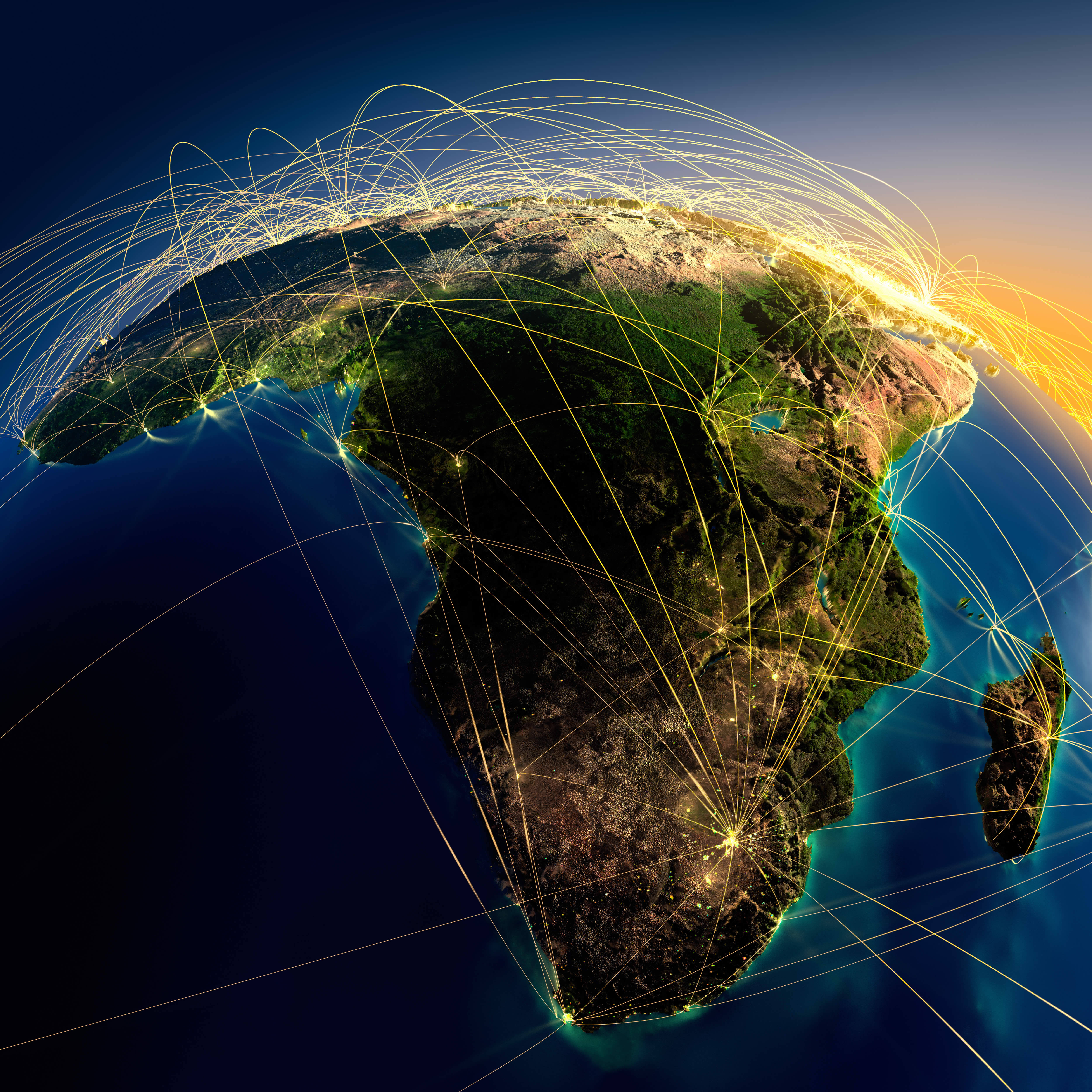 South Africa satellite map with atlantic ocean