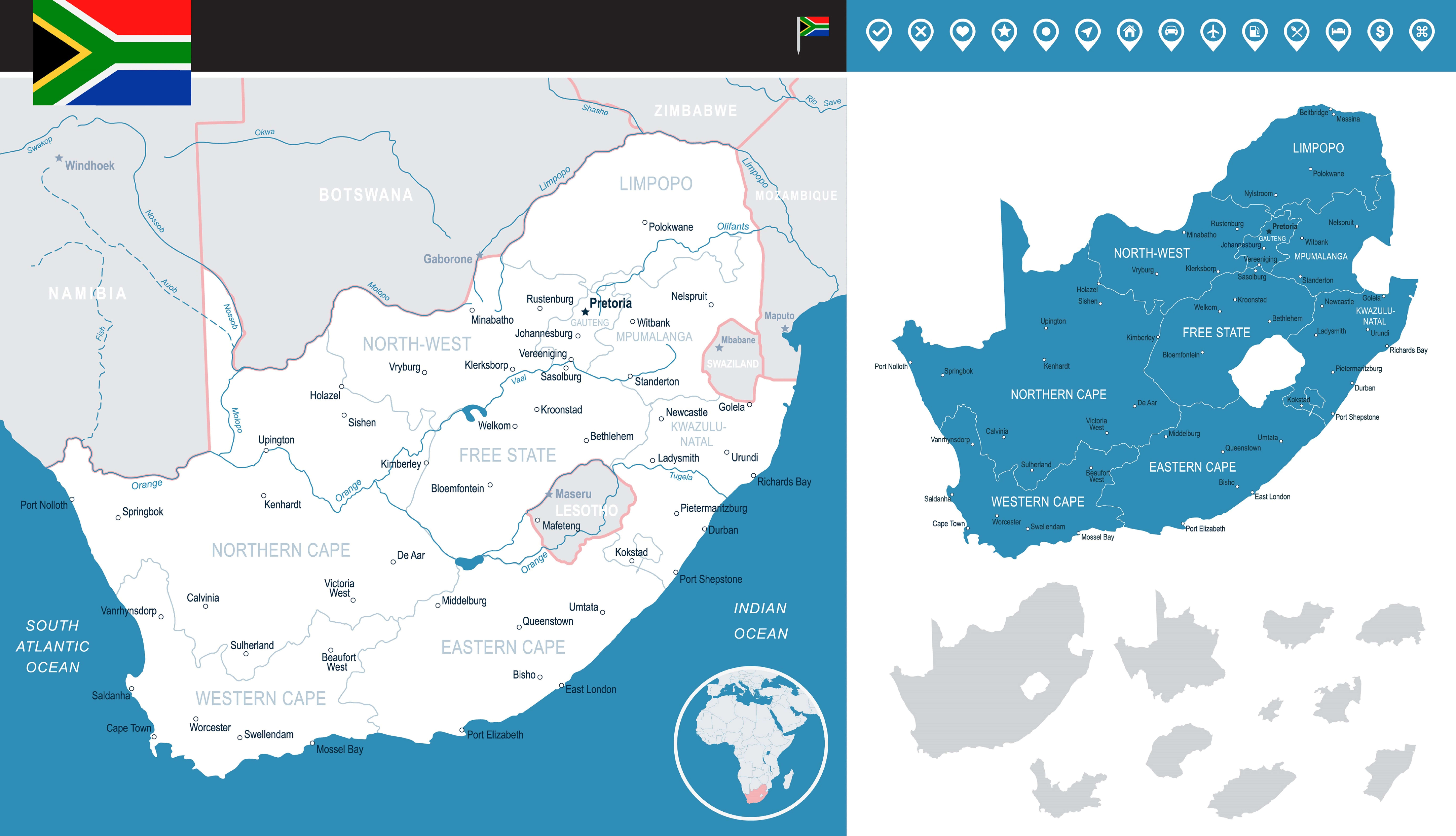 Where is located South Africa in the World