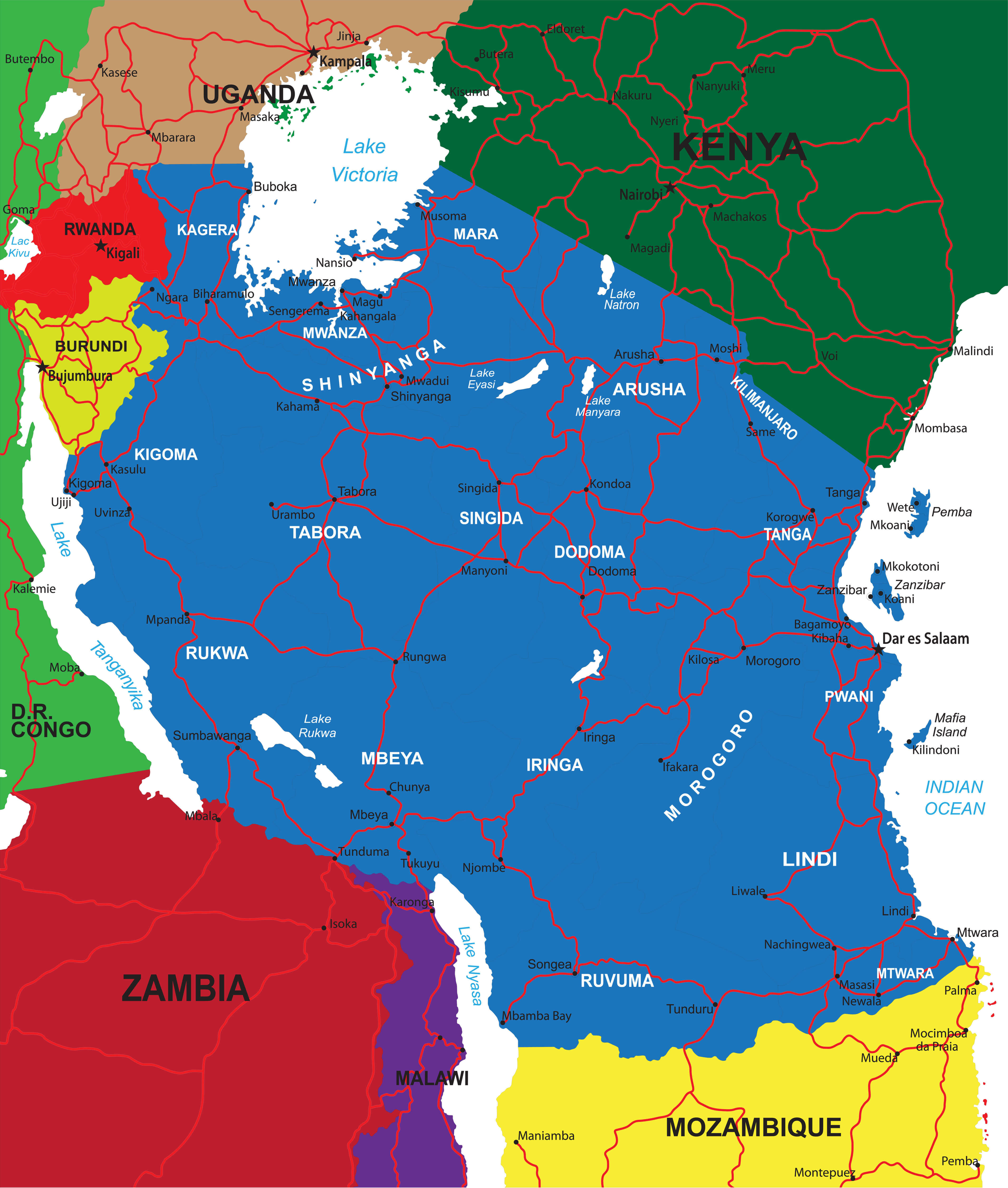 Political Map of Tanzania