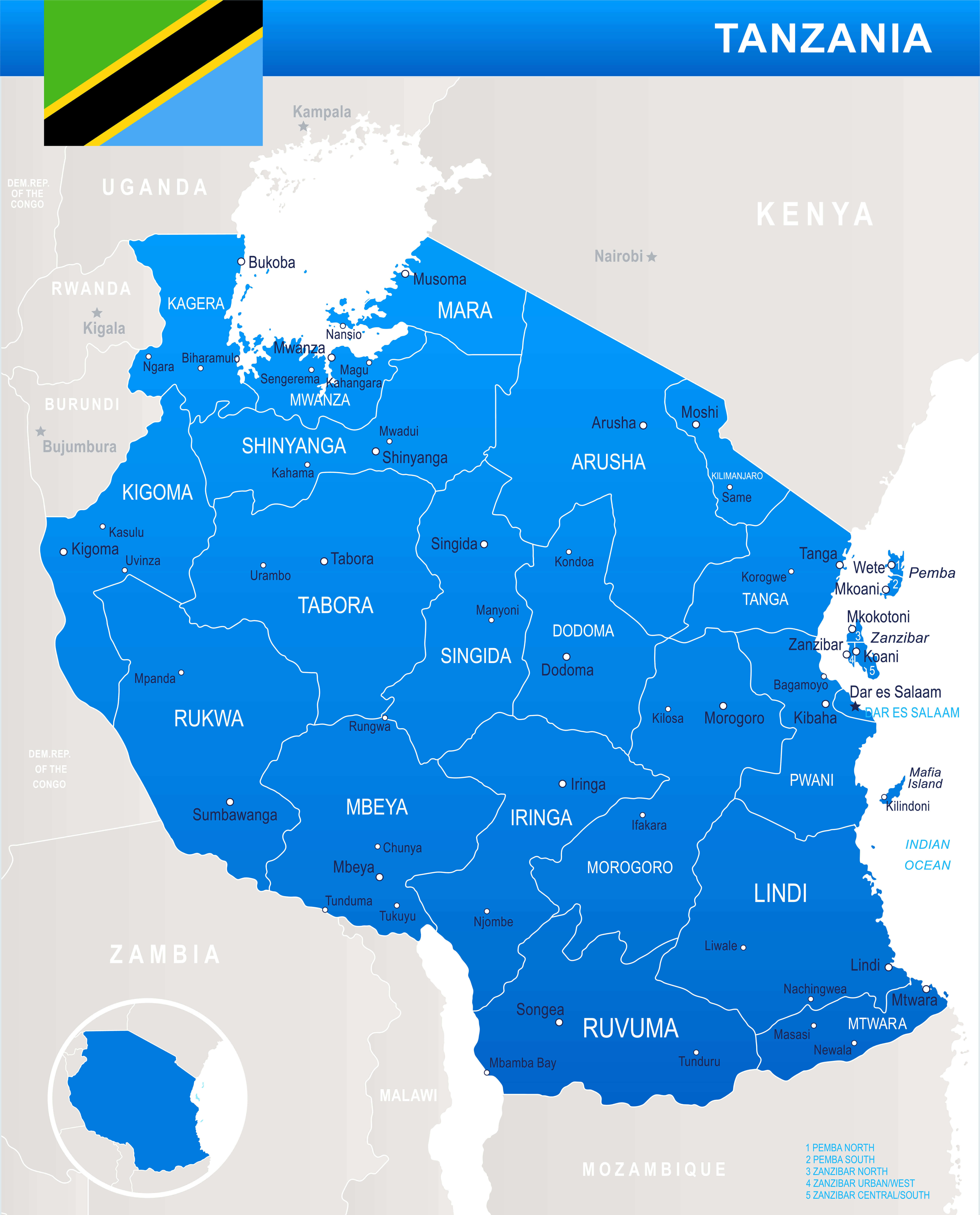 Provinces Map of Tanzania