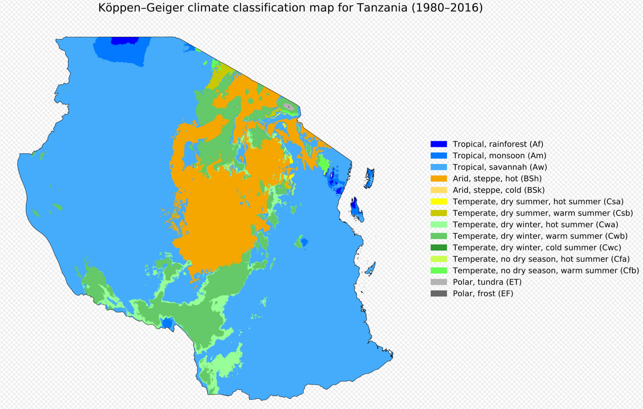 Tanzania climate map