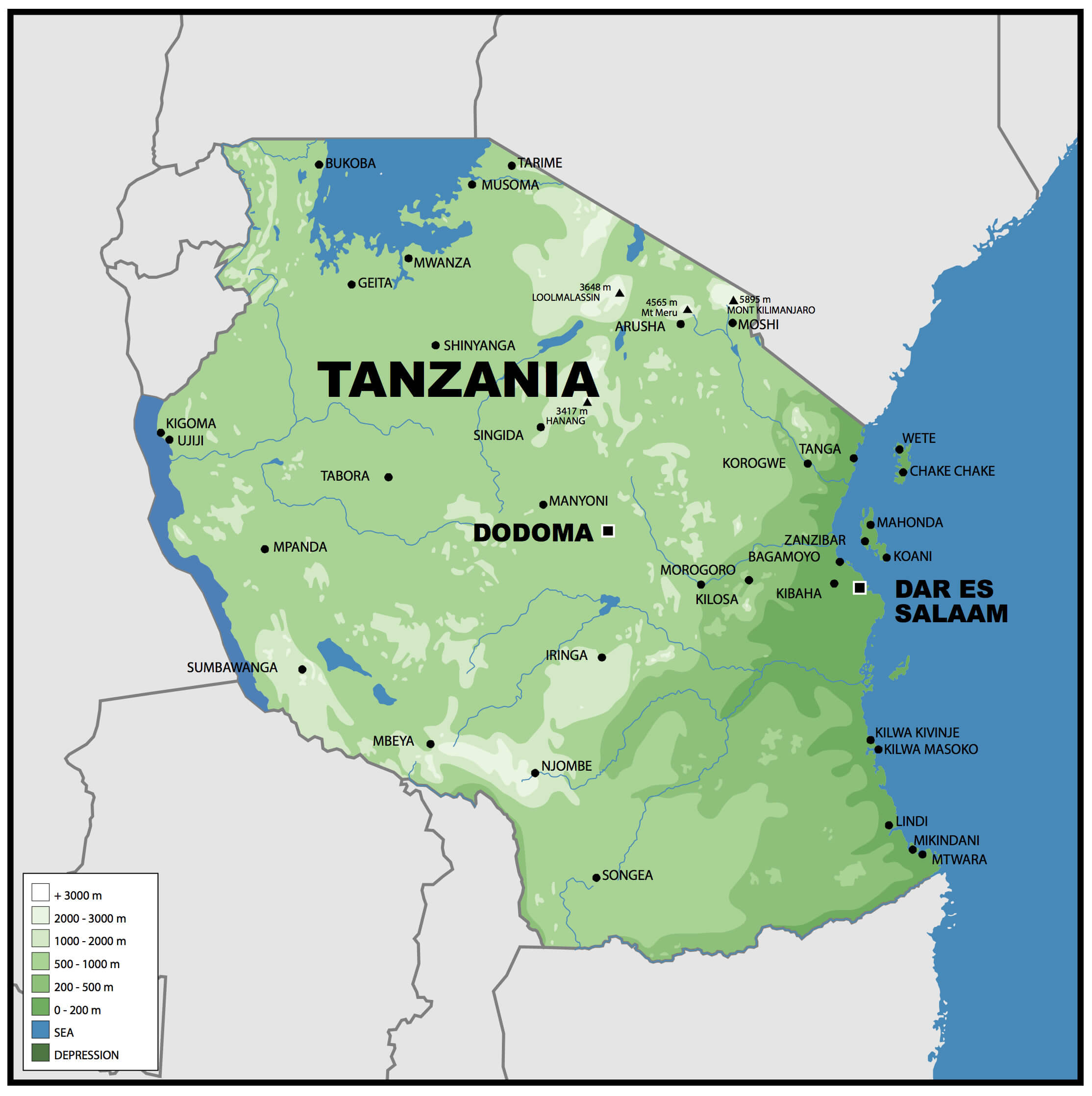 Tanzania country map