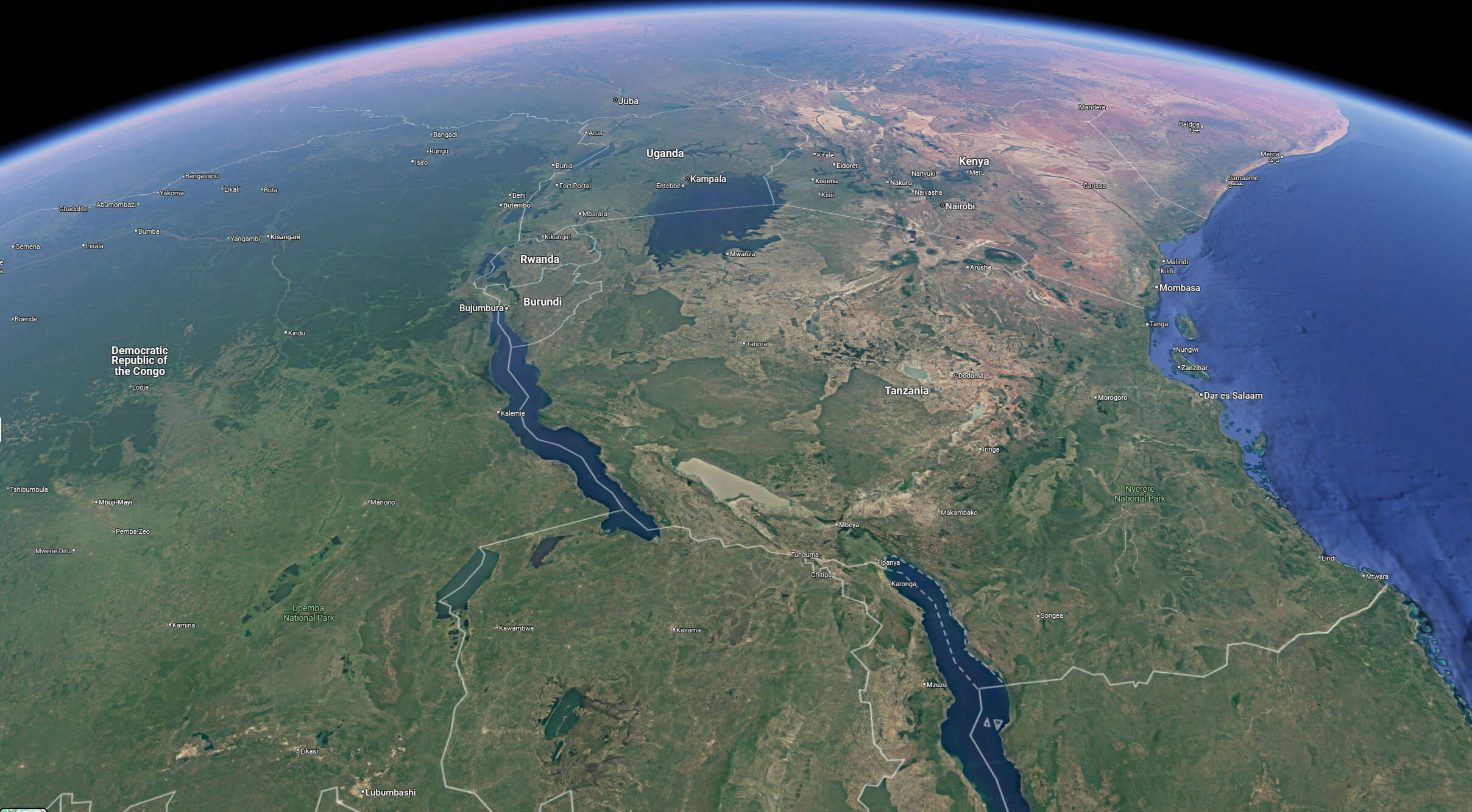 Tanzania satellite Map from space