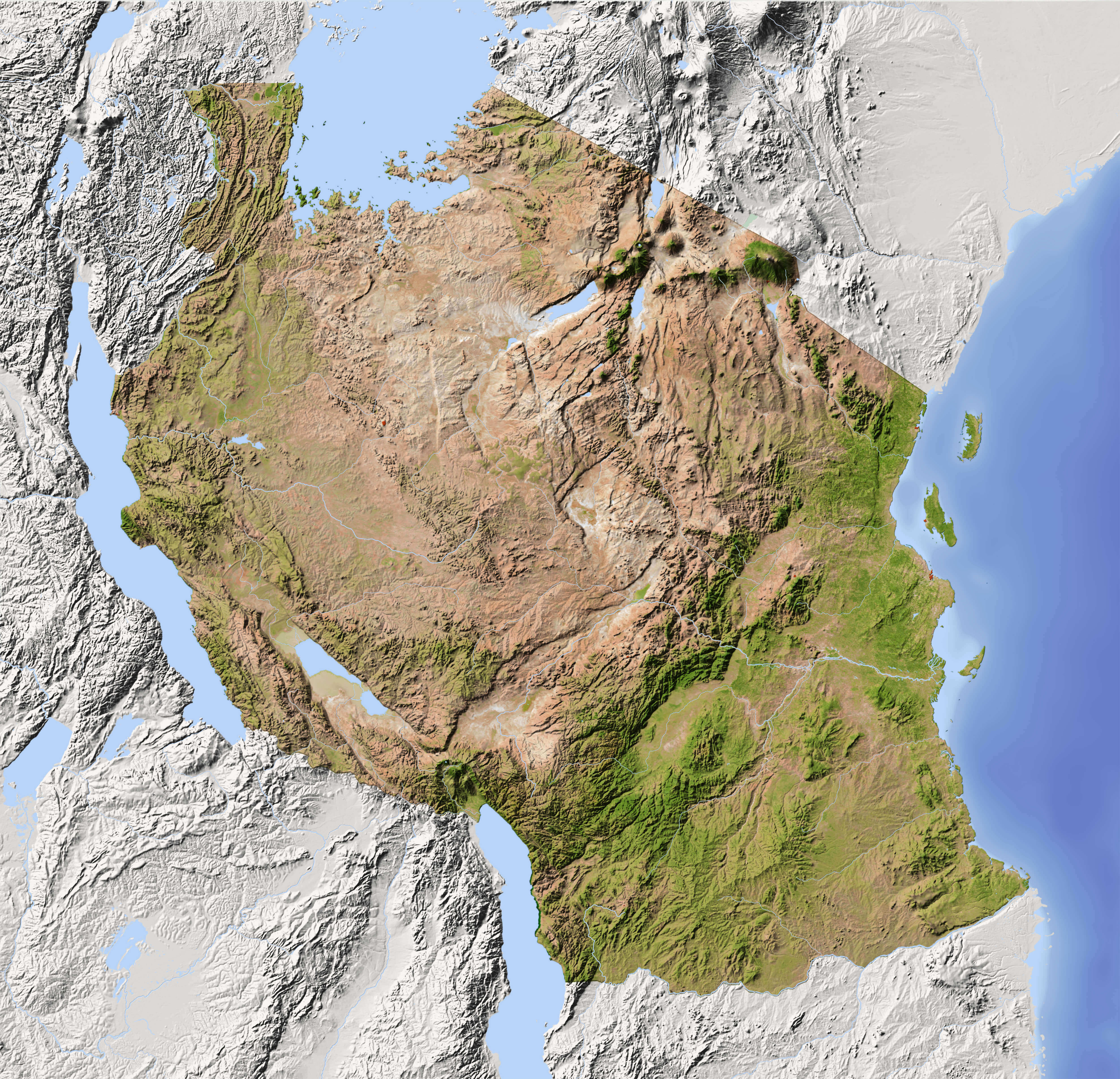 Tanzania satellite map