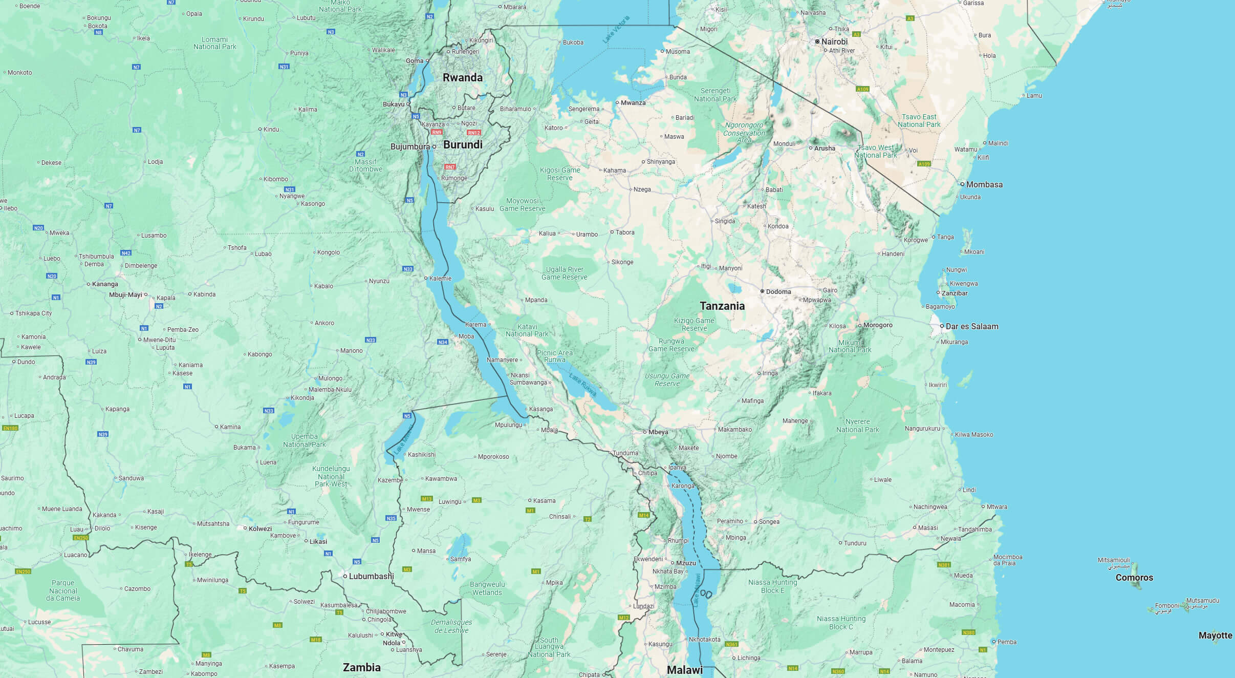 Tanzania terrain map