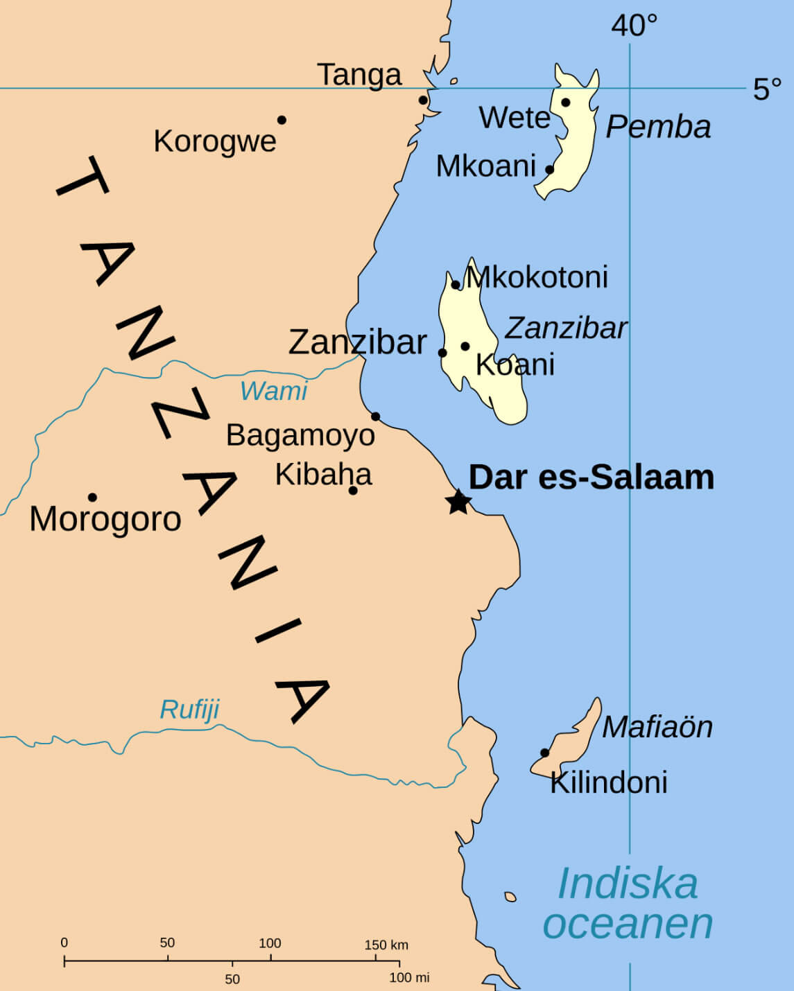 Zanzibar Tanzania map