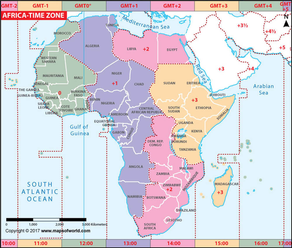 Africa time zone map