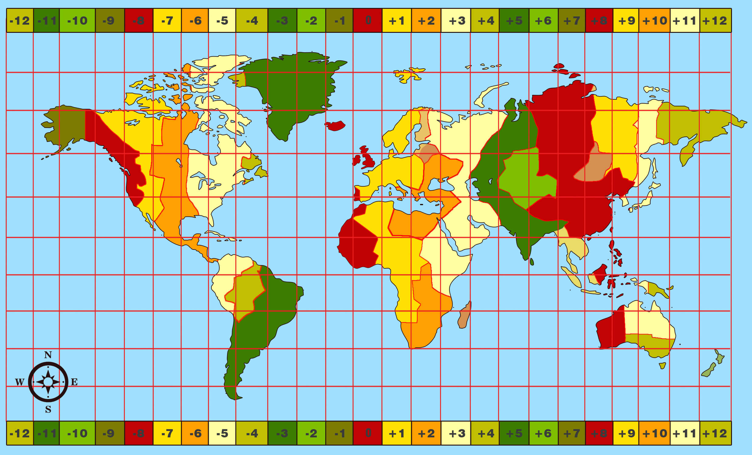 World and west Africa time zones map