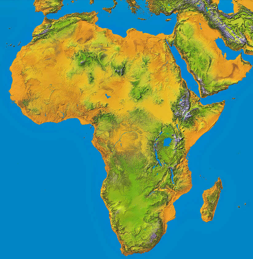 Africa topographic map