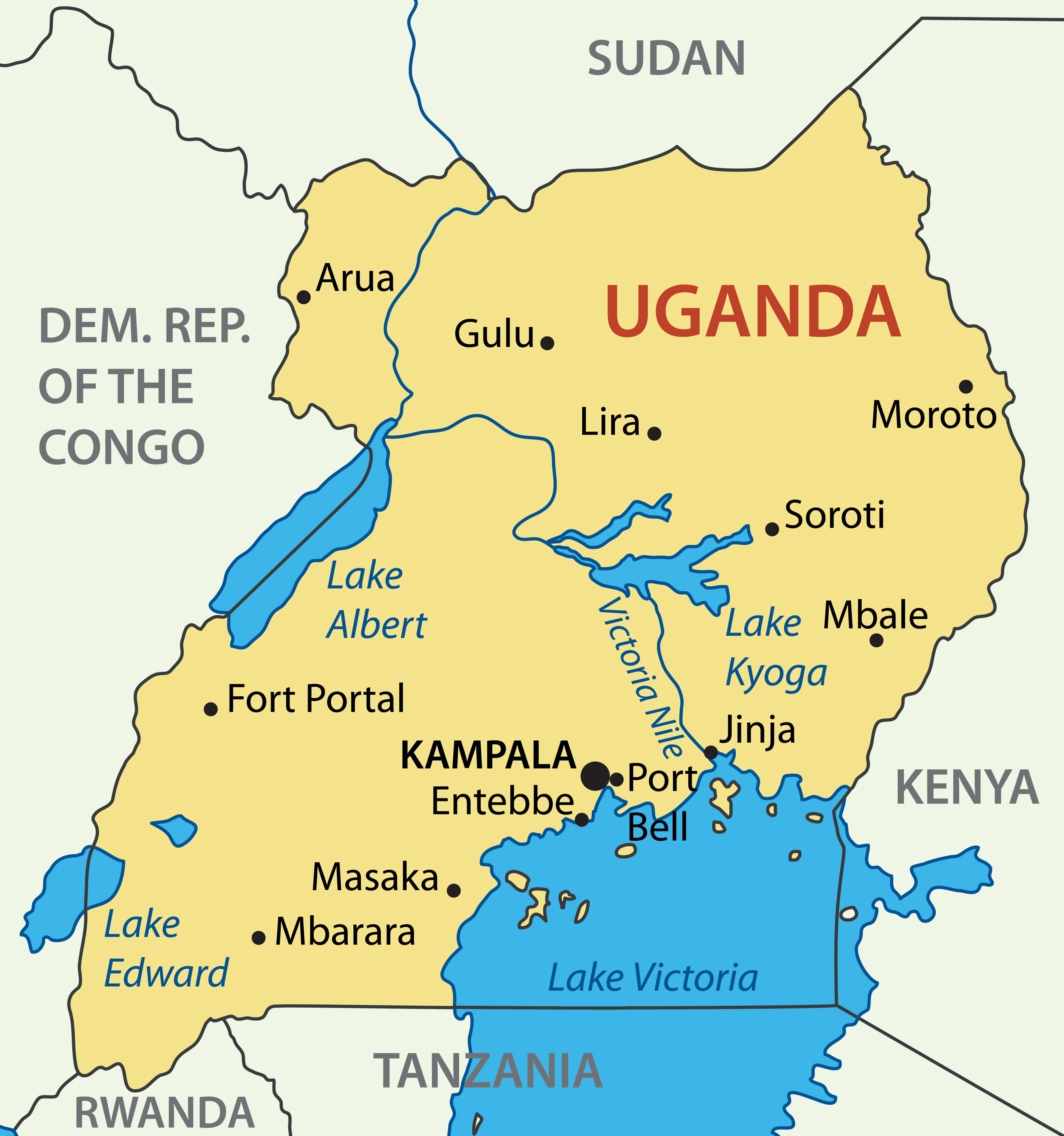 Uganda cities map