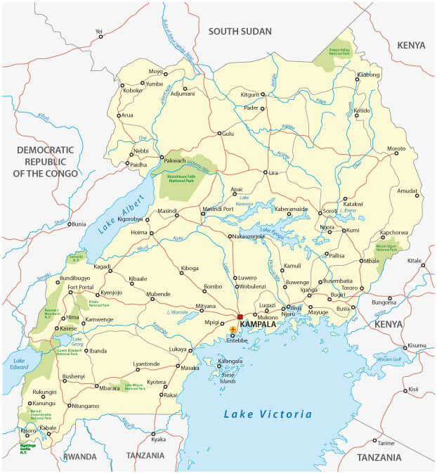 Uganda map national parks