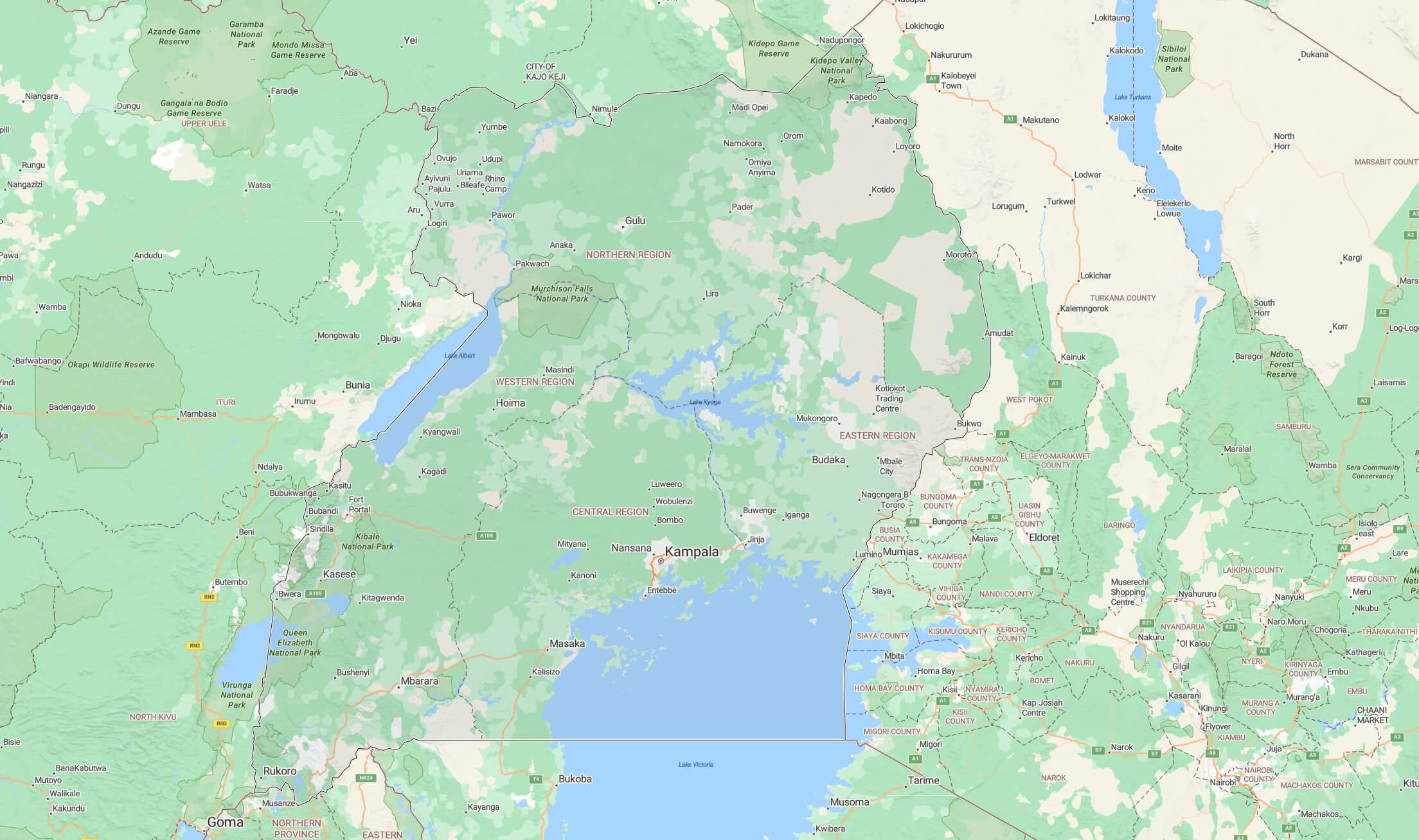 Uganda national parks map