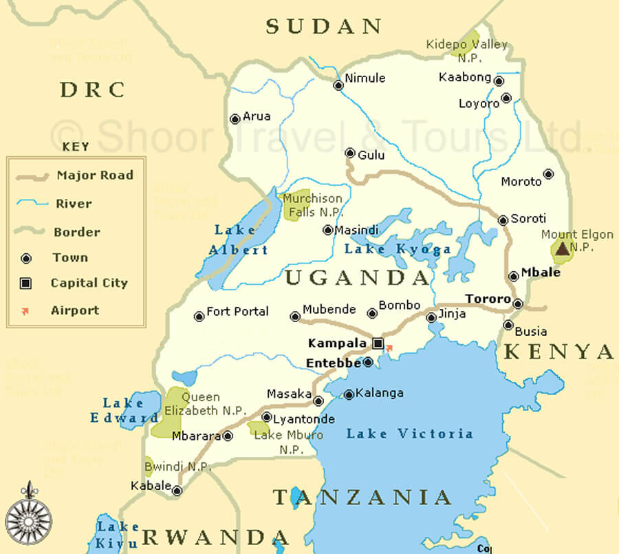 Uganda tourism map