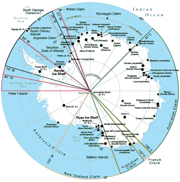 Antarctic research stations map