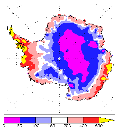 Antarctica annual precipitation map