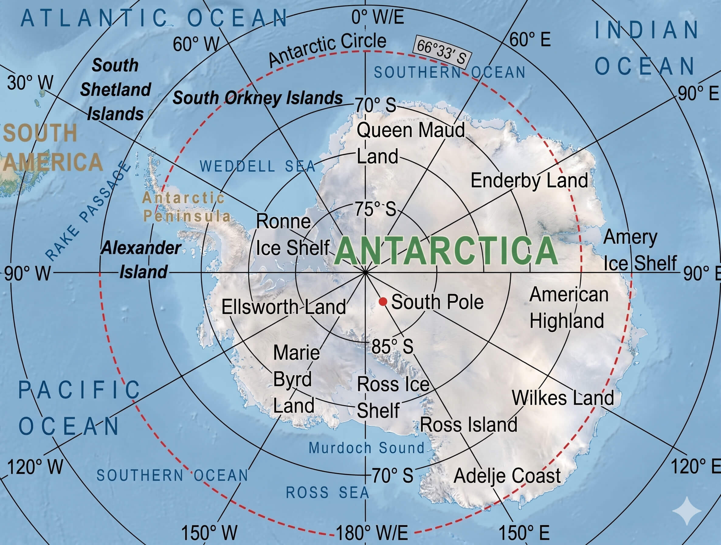 Antarctica continent map