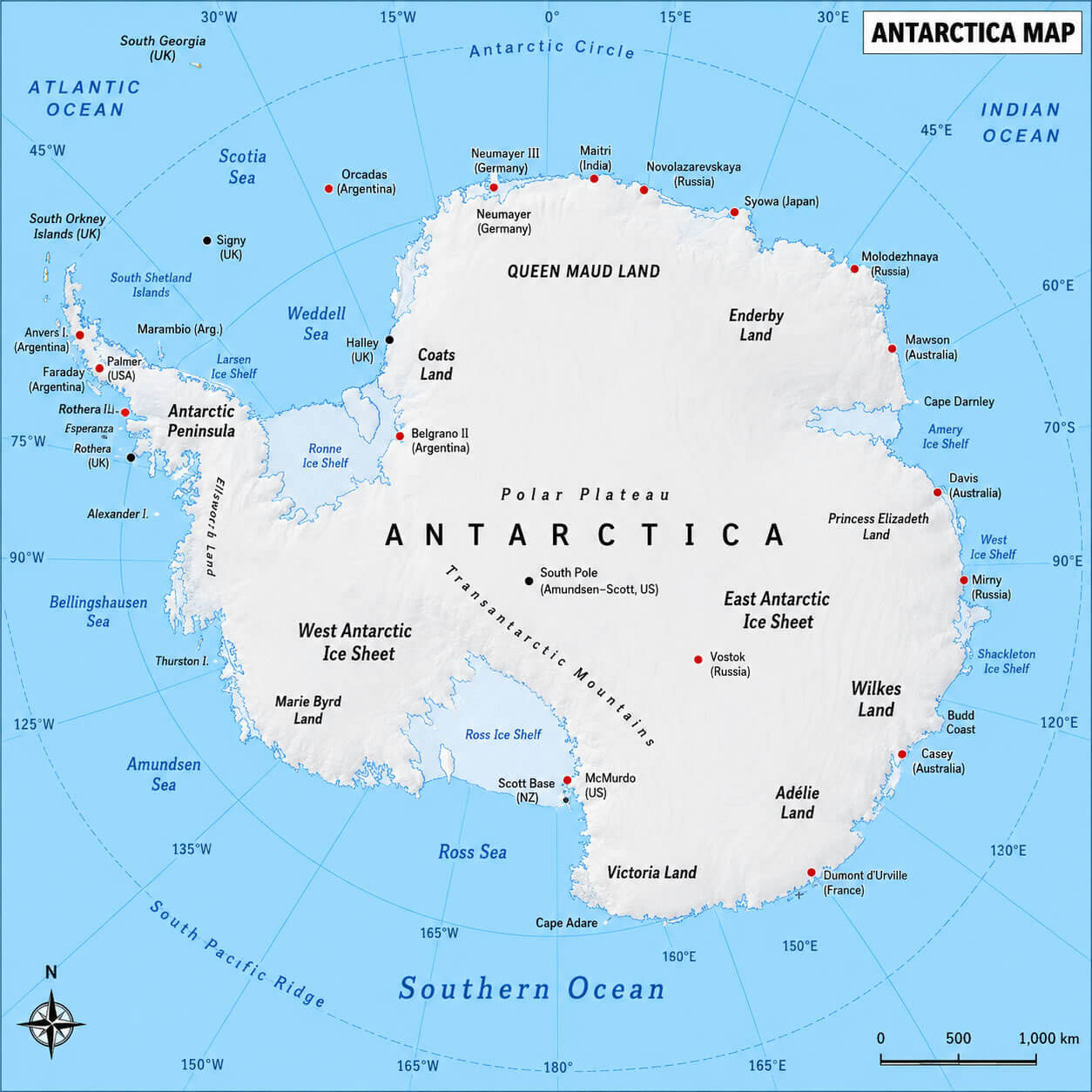 Antarctica political map