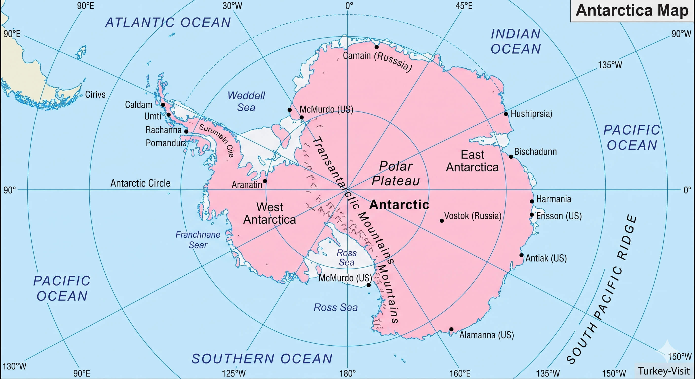 Antarctica territorial map