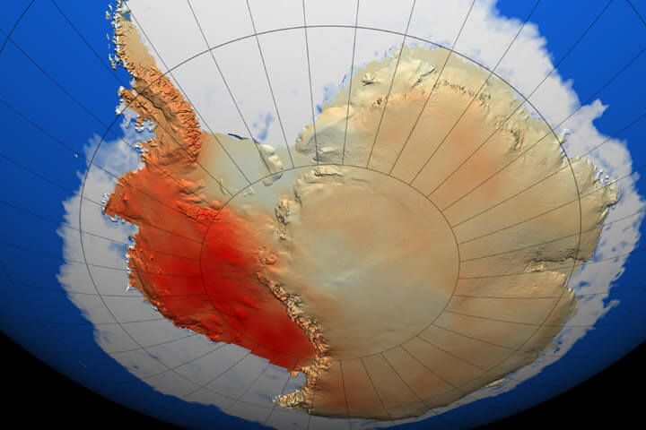 Antarctica warming trend map