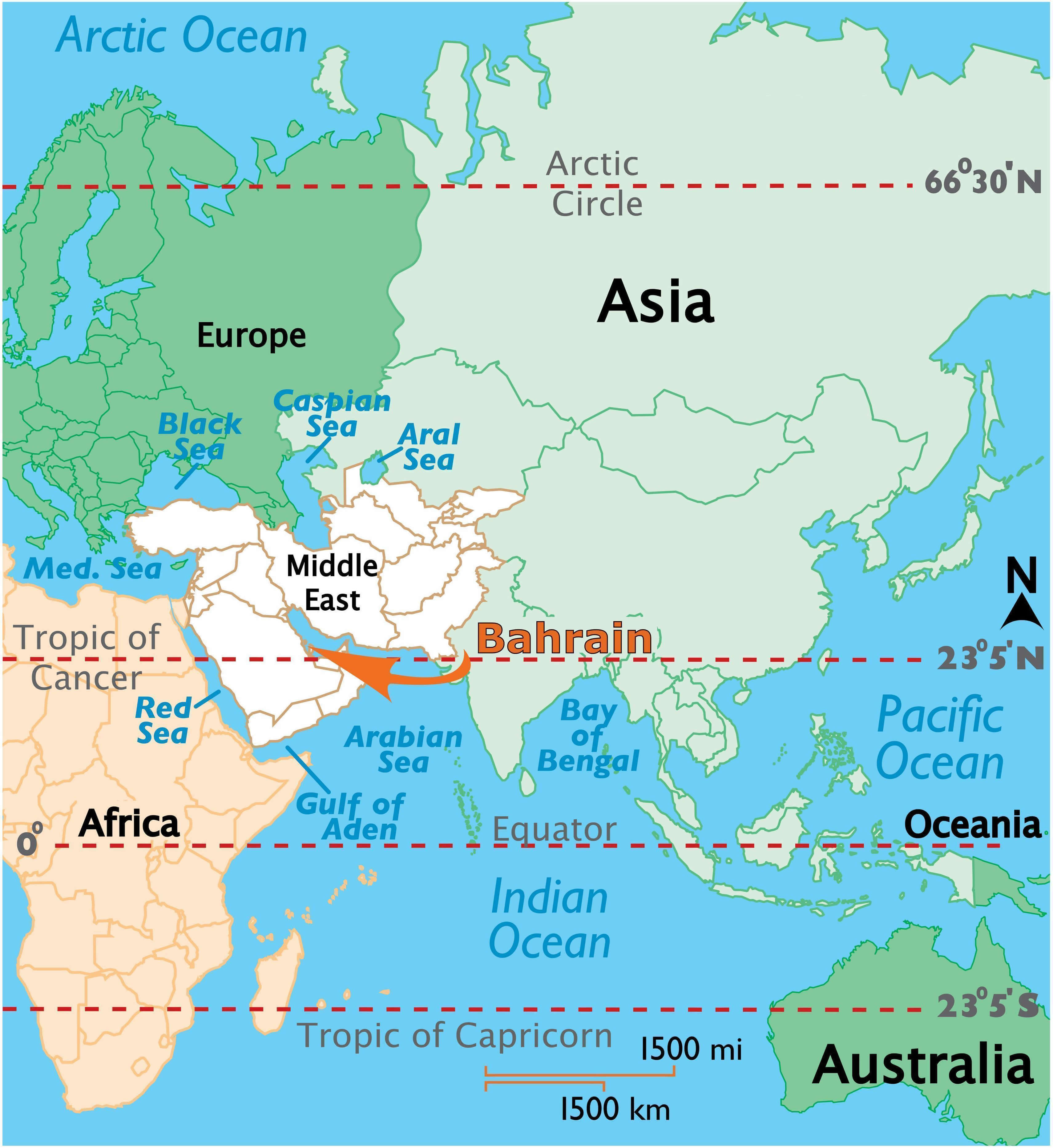 Bahrain location map in Asia
