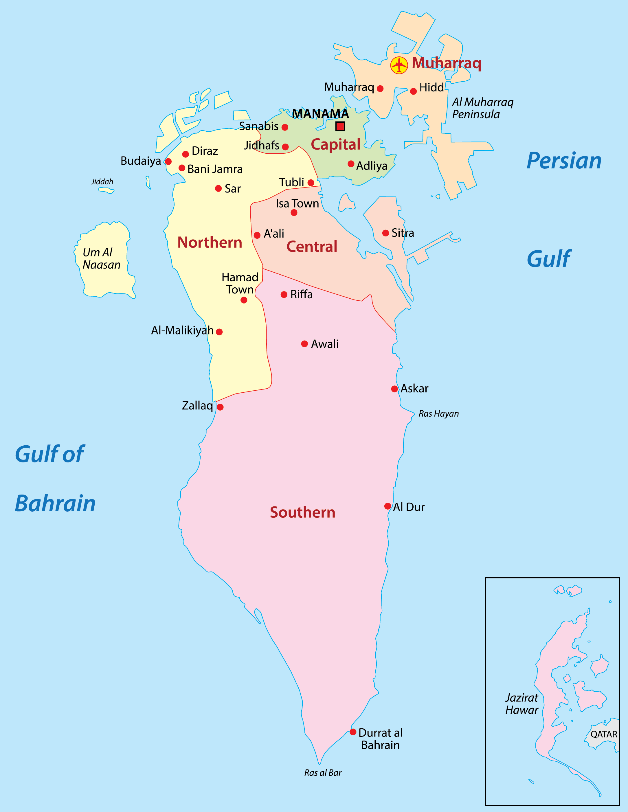 Bahrain regions map