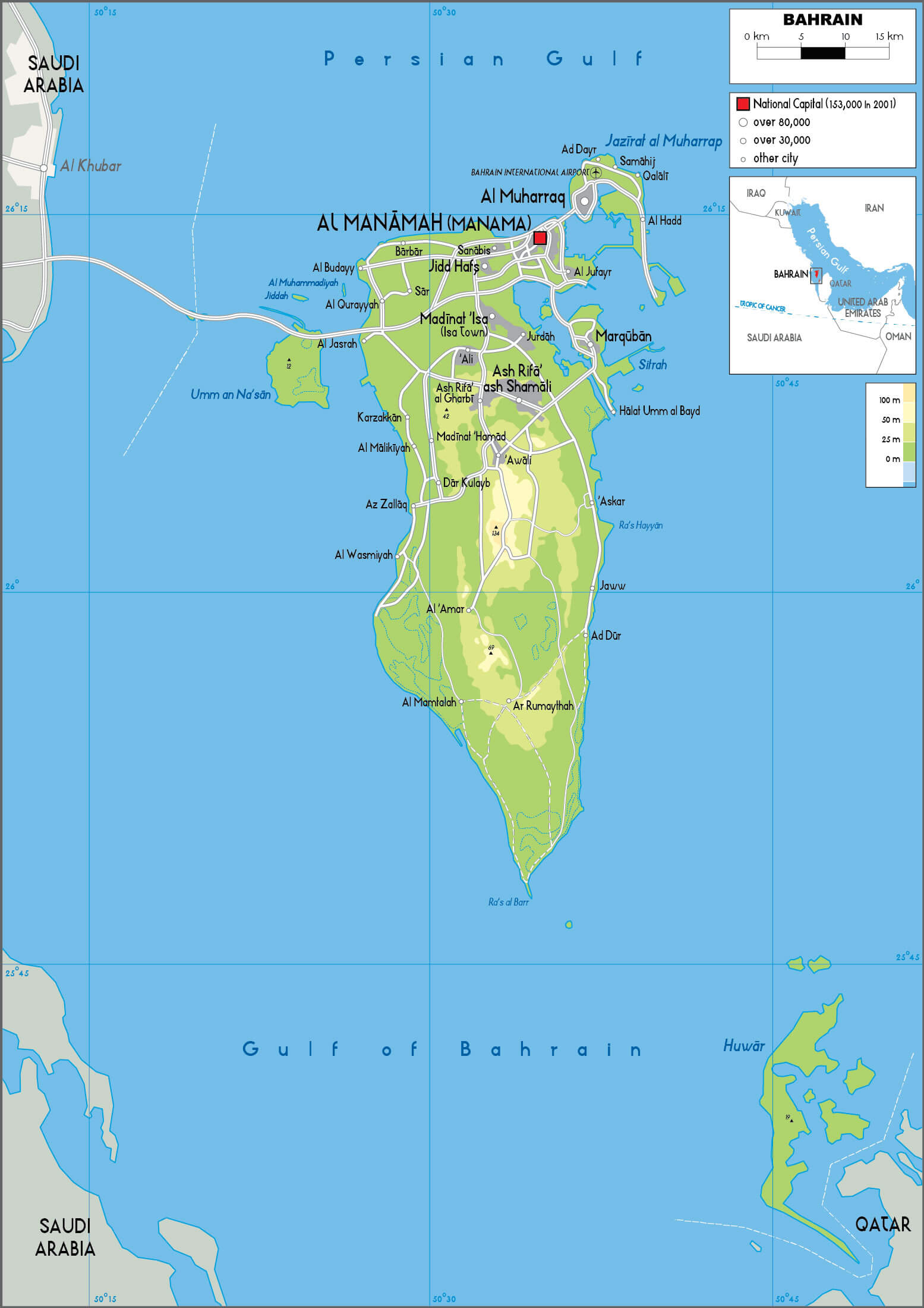 High resolution Bahrain physical map
