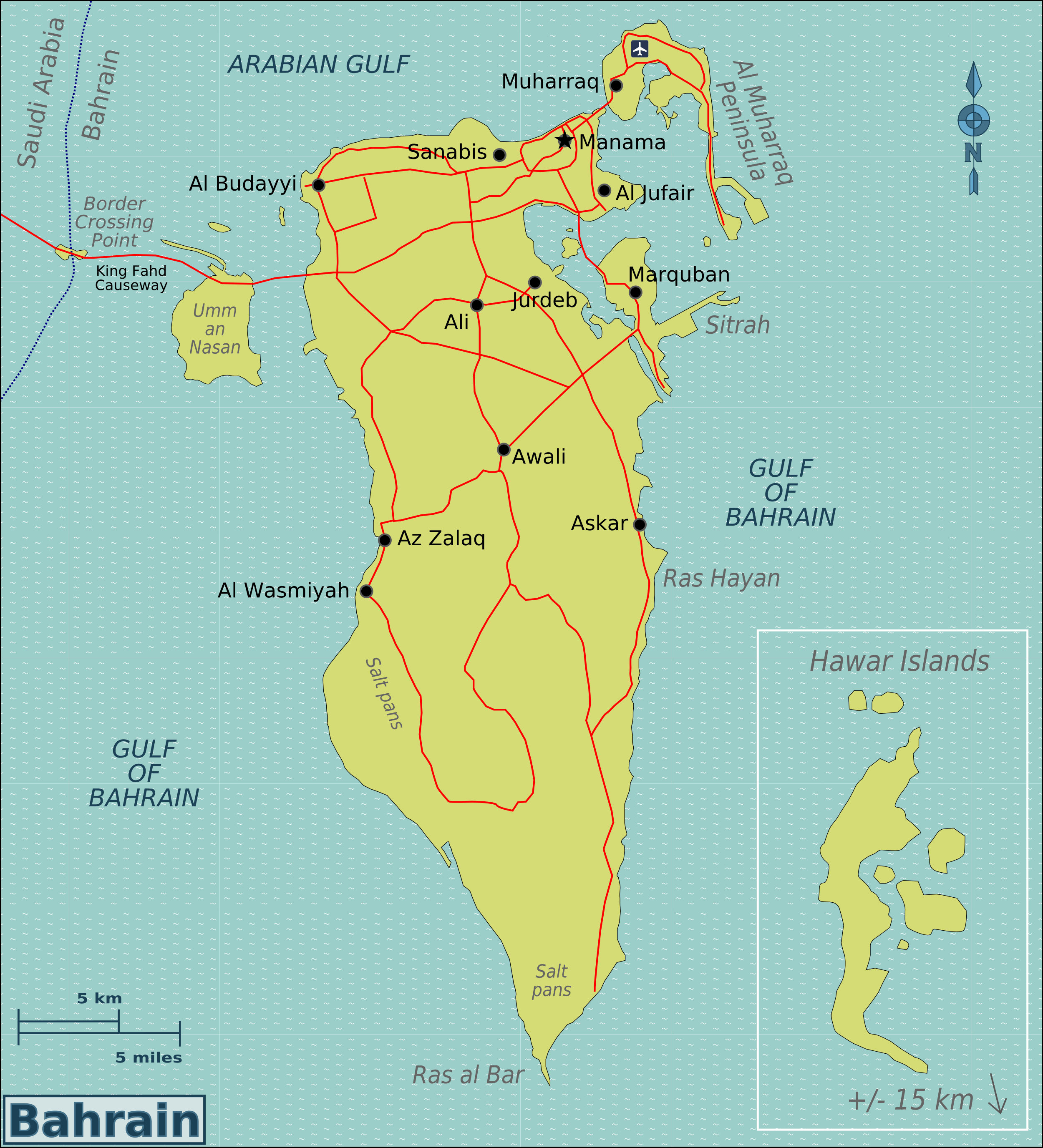 Road map of Bahrain