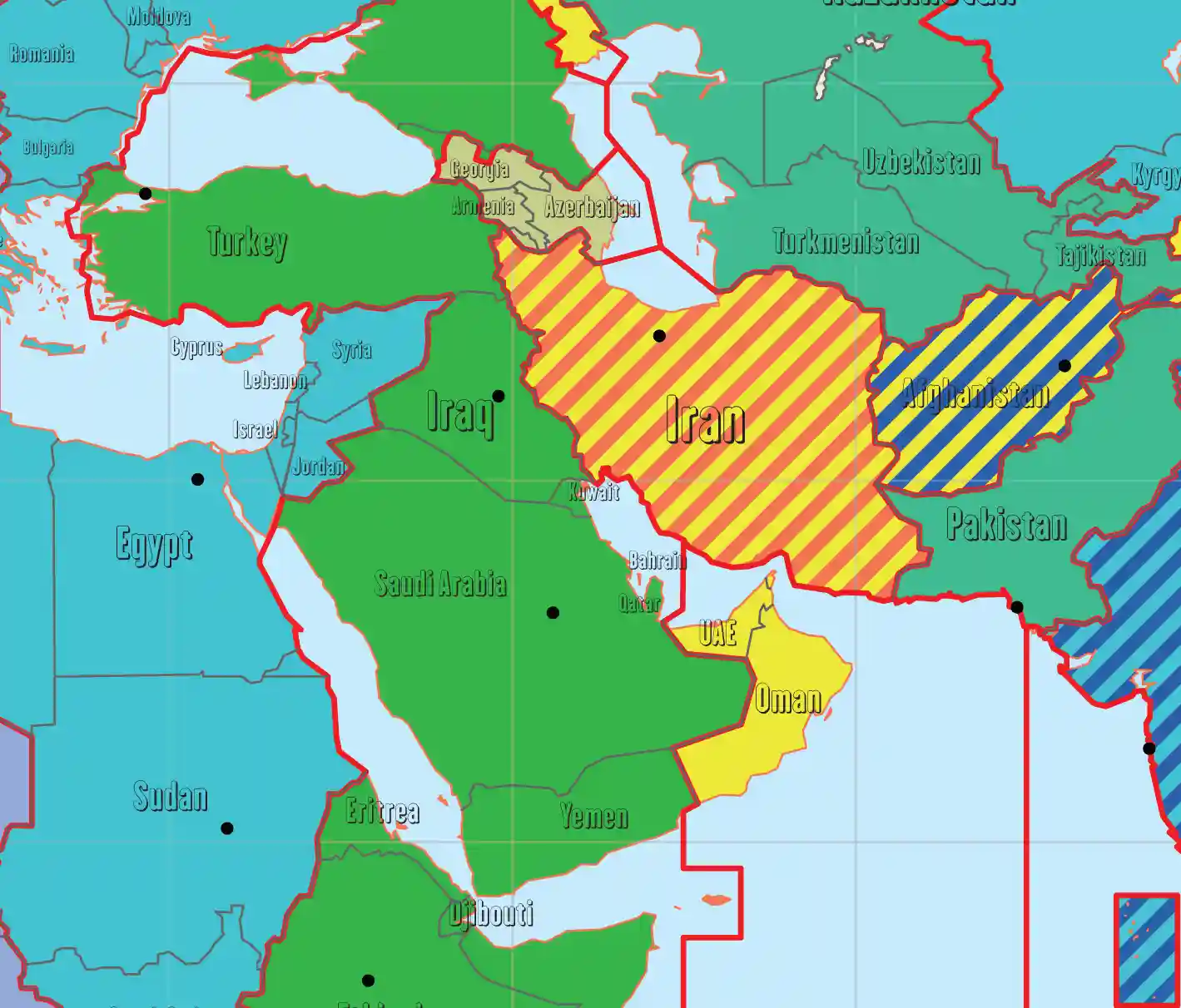 Middle East time zone with Bahrain