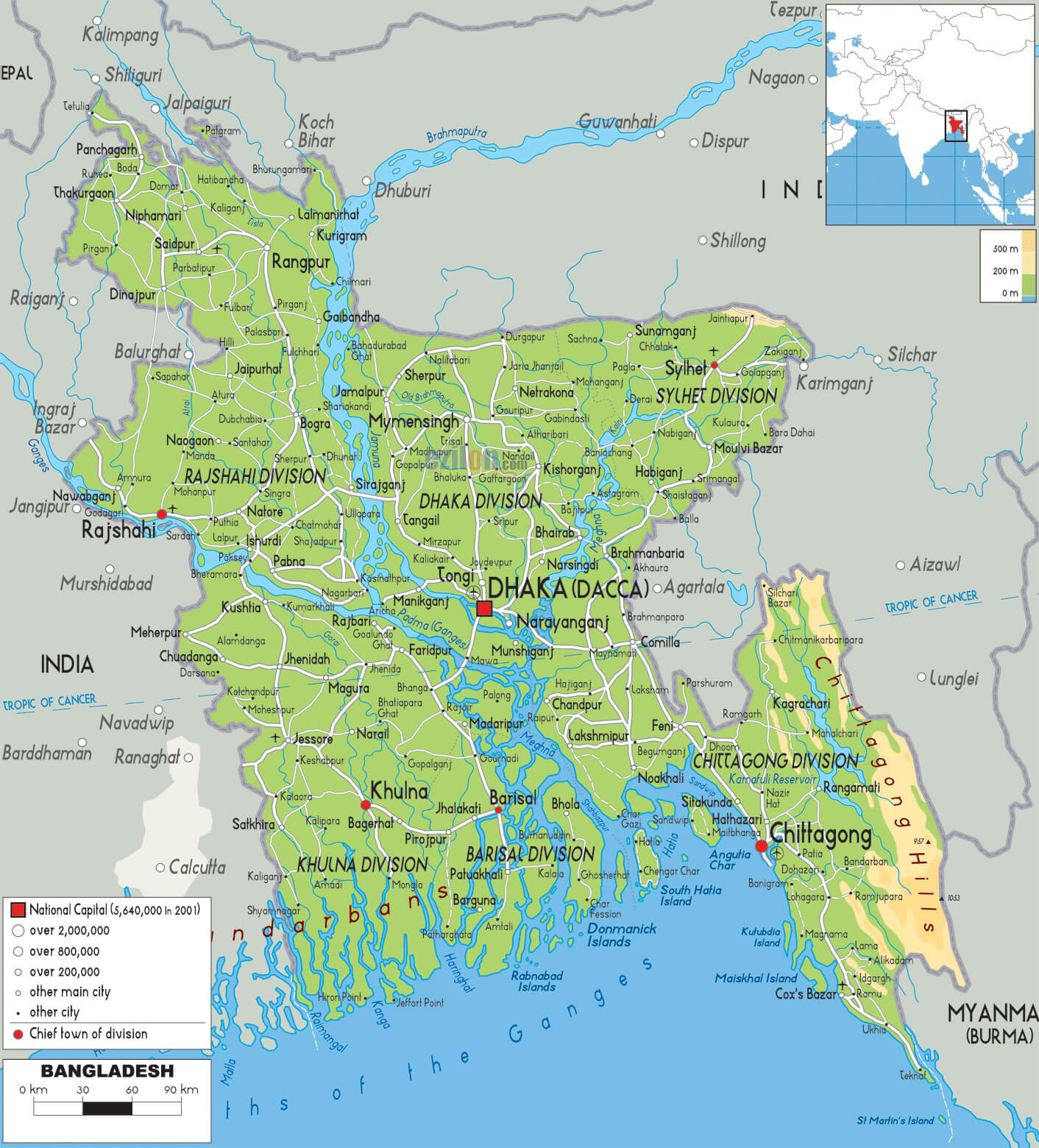 Bangladesh Physical Map