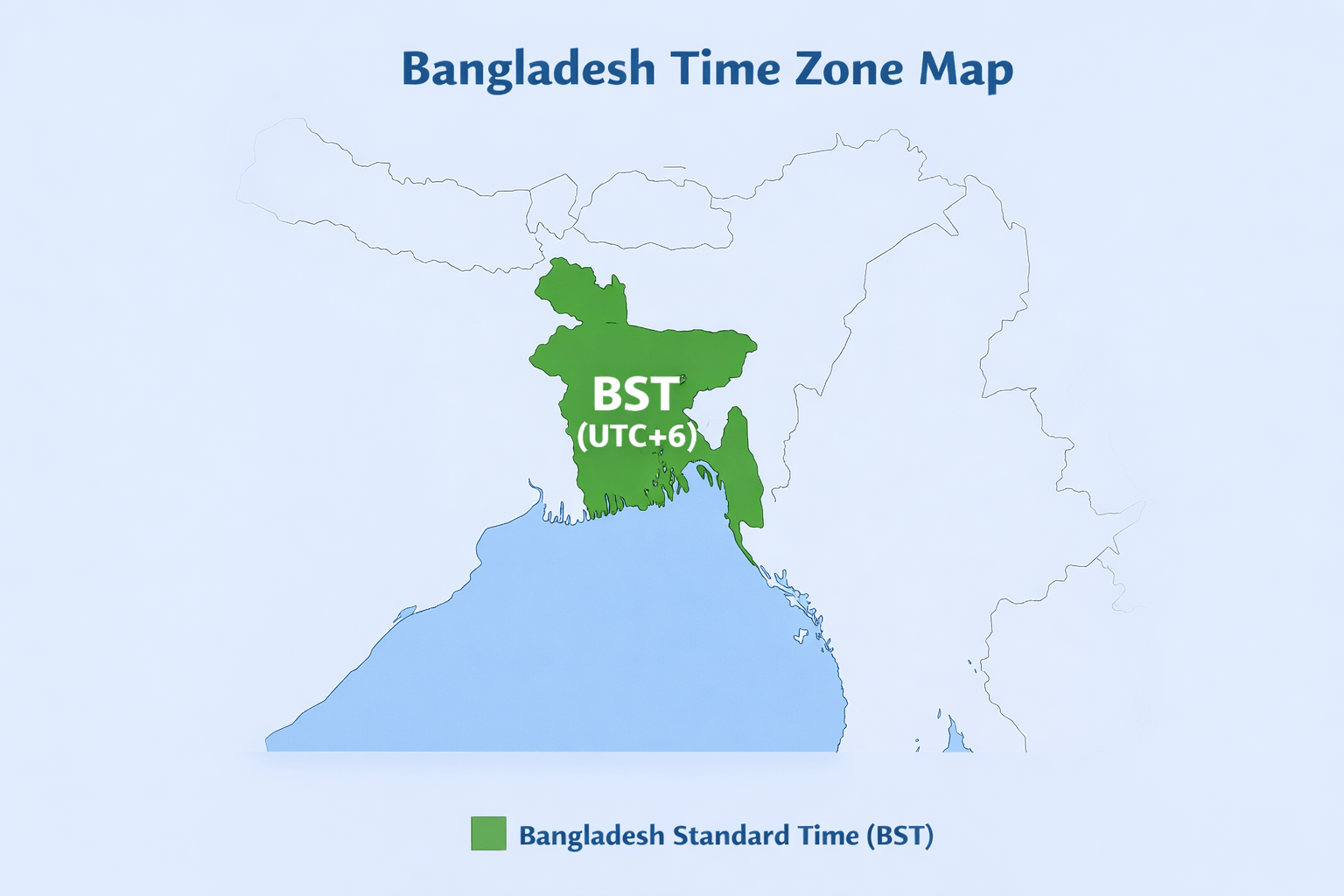 Bangladesh standard time zone map