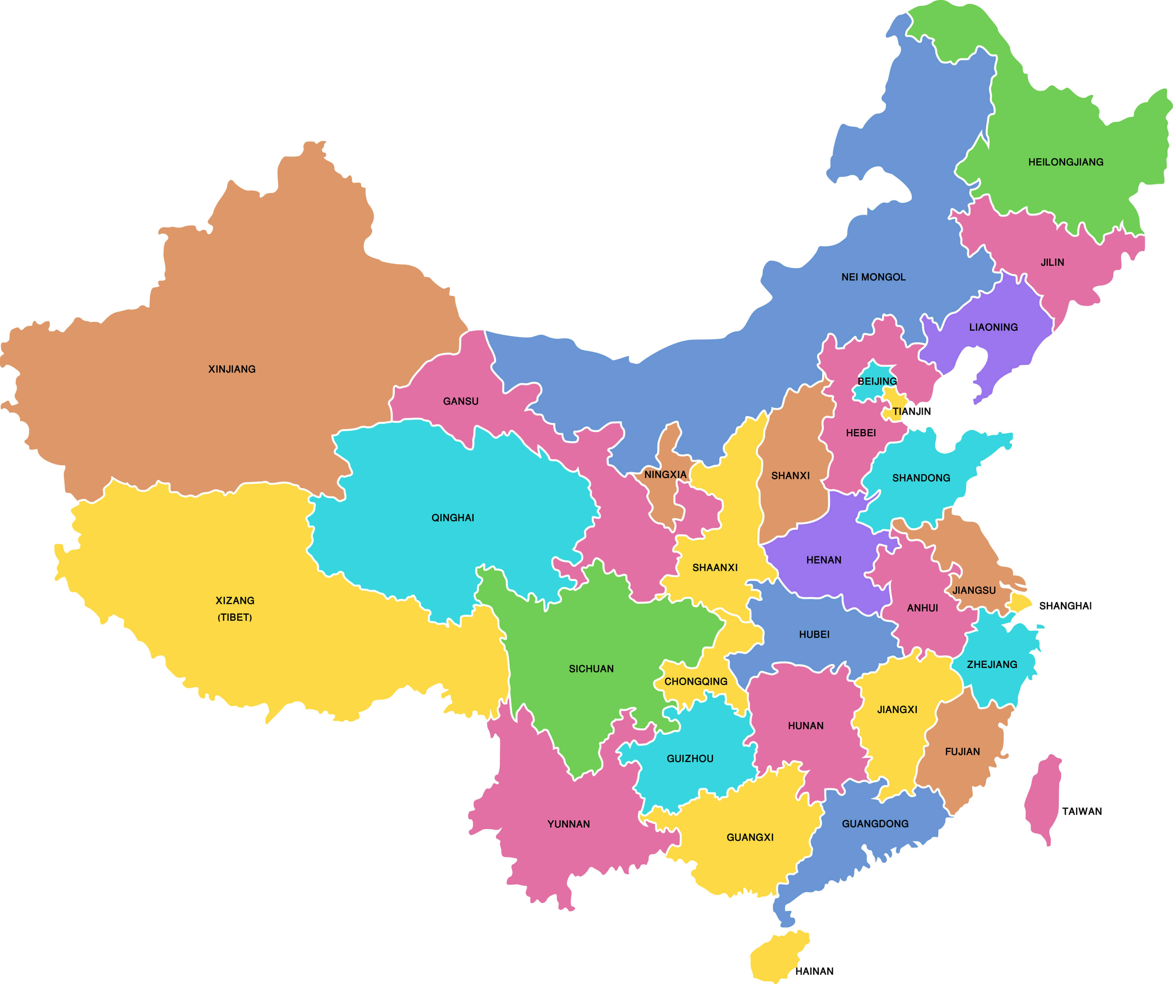 Map of China's provinces and regions