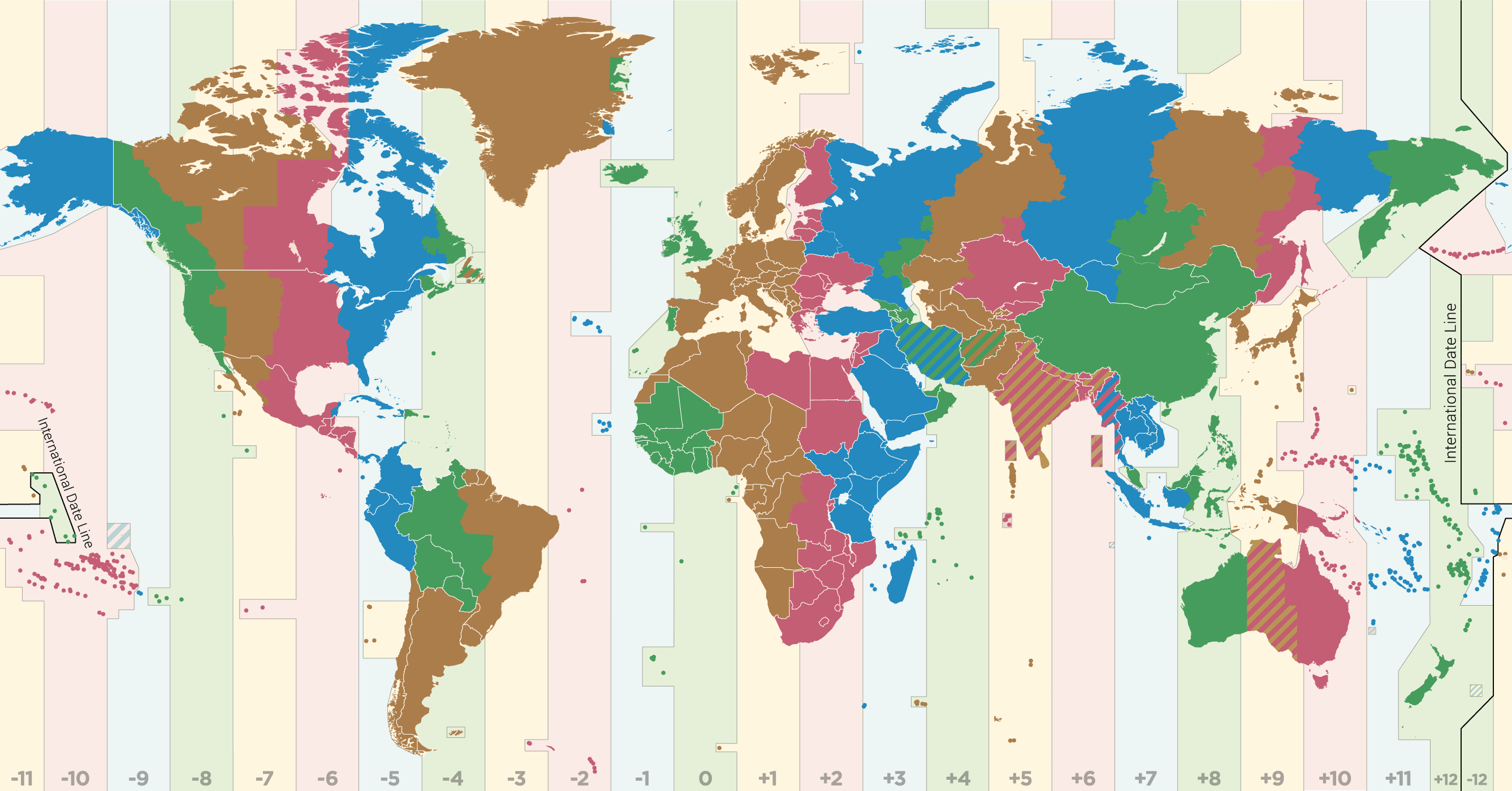 World and China time zone map