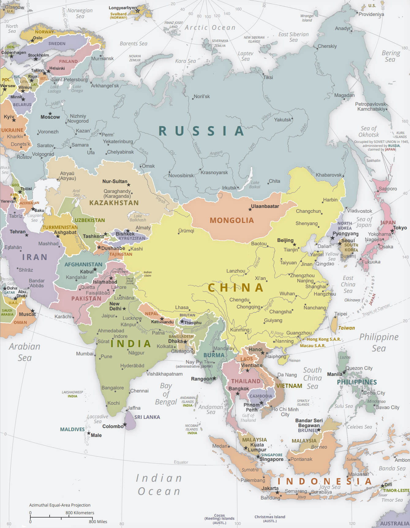 Asia major cities map