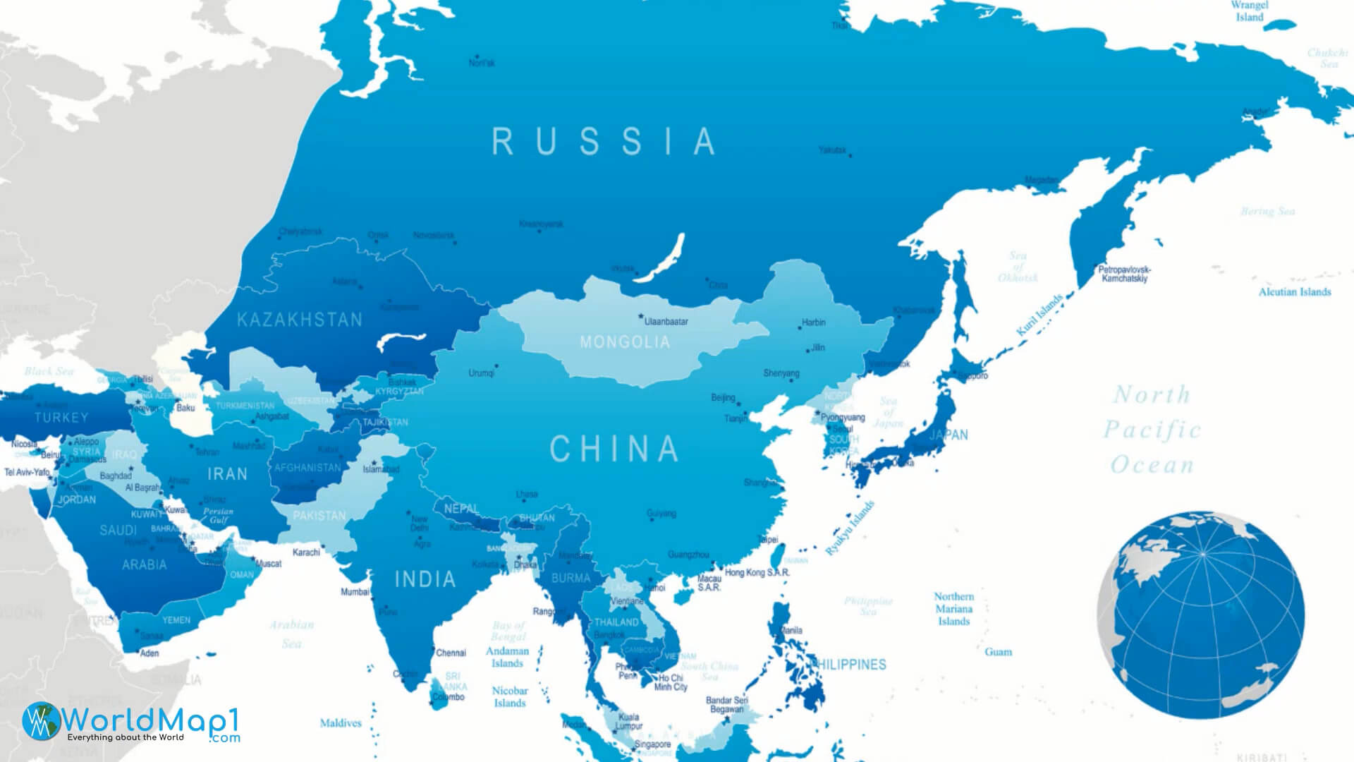 Asian countries map