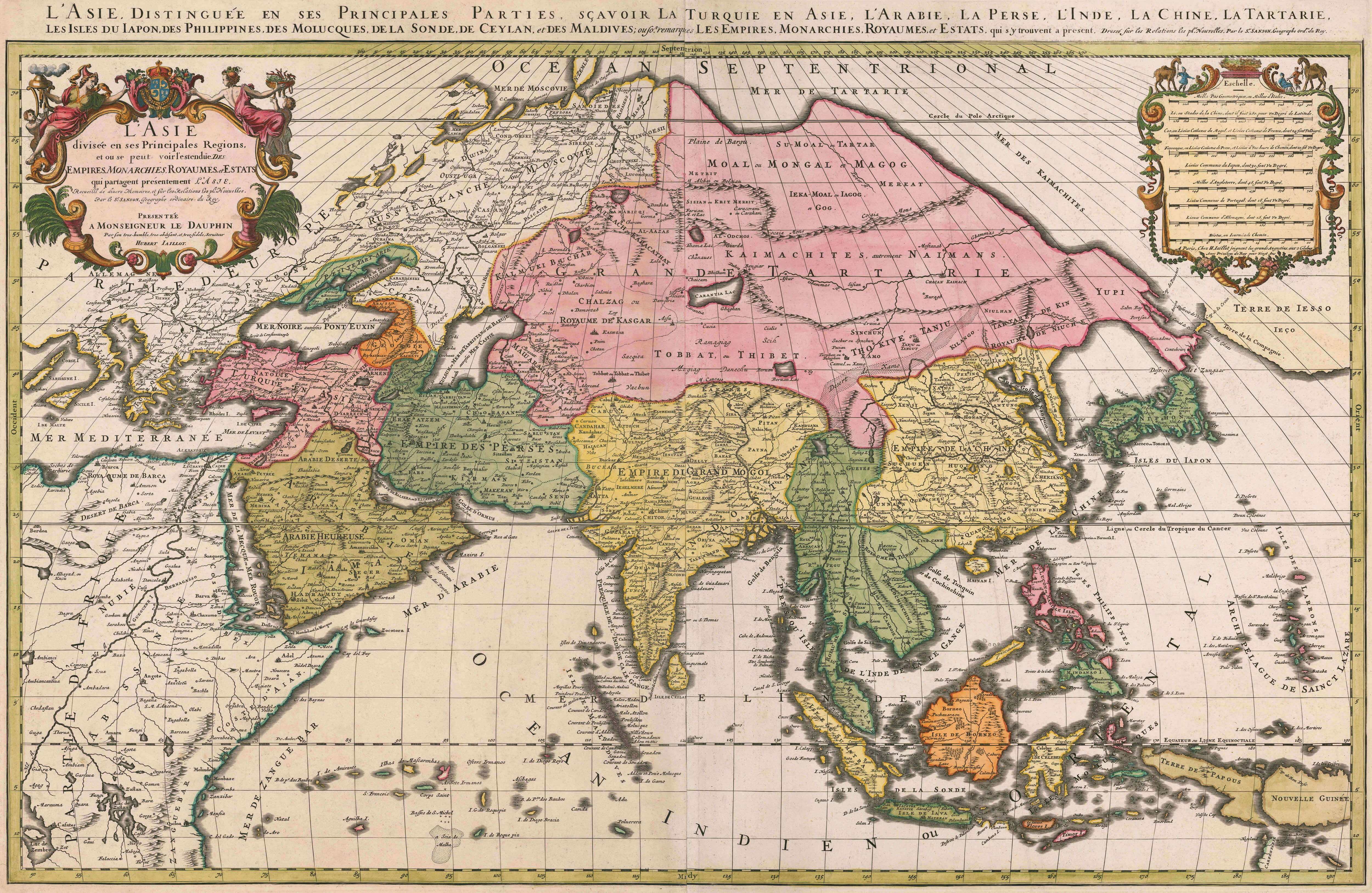 Free old map of Asia 1692 by Hubert Jaillot